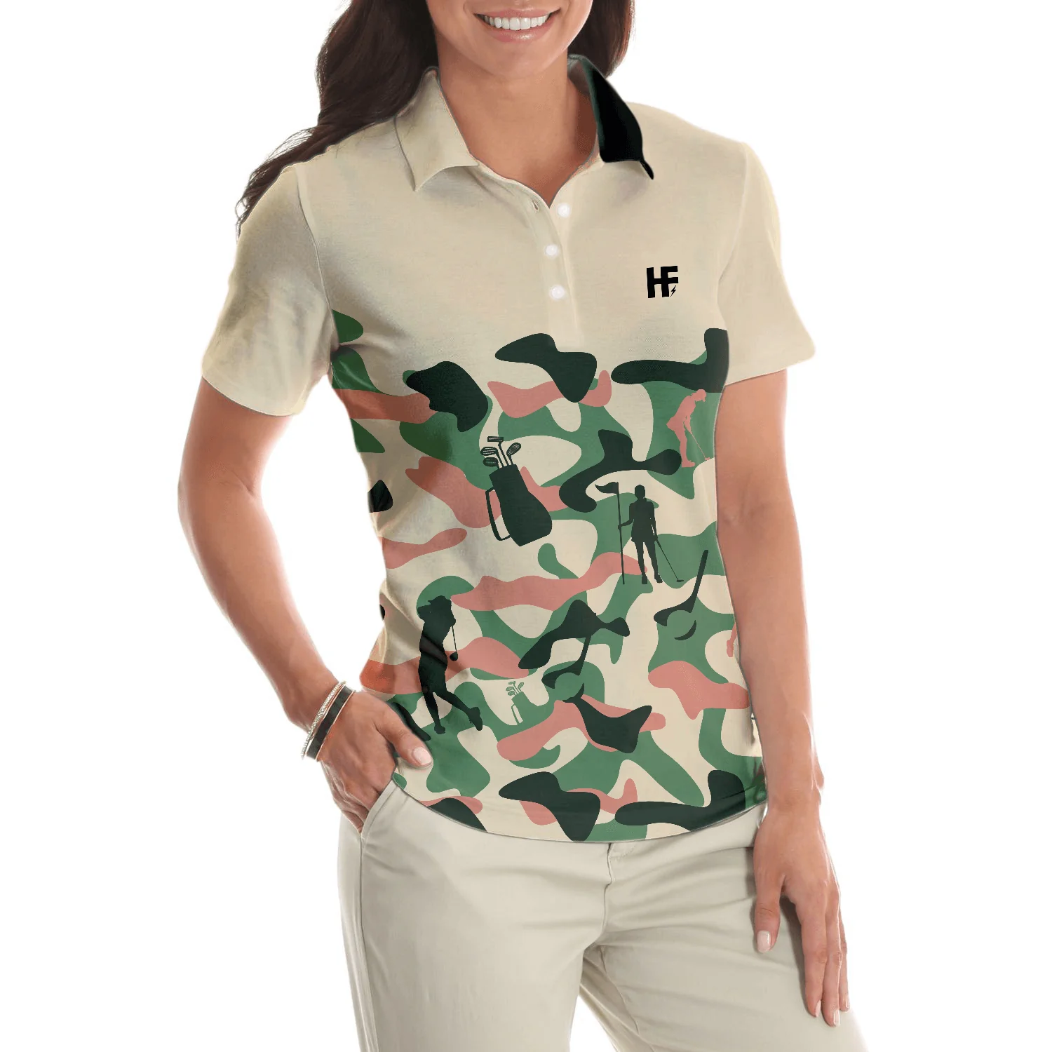 Golf Women Polo Shirt, Camouflage Texture Golf Set For Women, Camo Golf Shirt For Female - Perfect Gift For Ladies, Golfers, Golf Lovers - Image 6