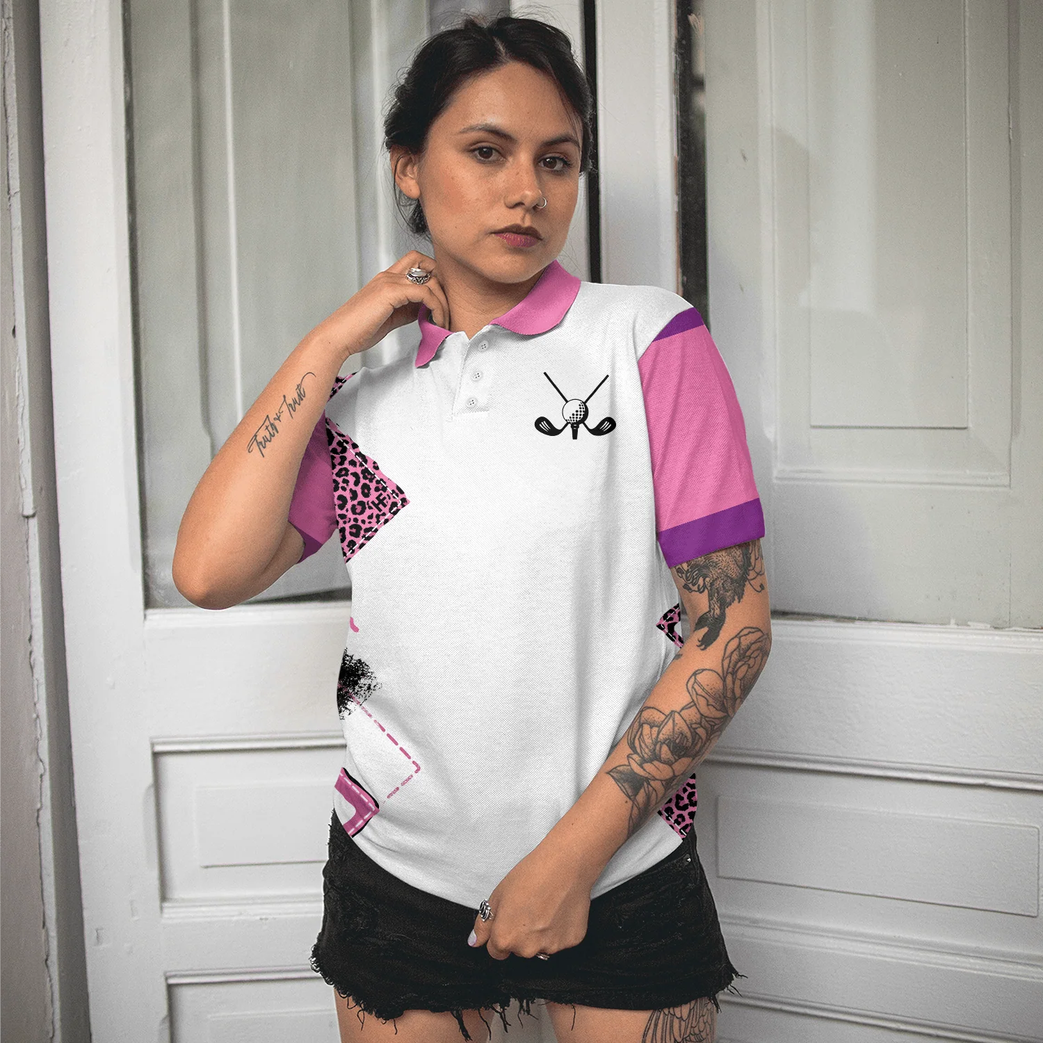 Golf Women Polo Shirt, Classic Golf Lady White And Pink Golf Women Polo Shirt, Golf Shirt For Girls - Perfect Gift For Ladies, Golfers, Golf Lovers - Image 6