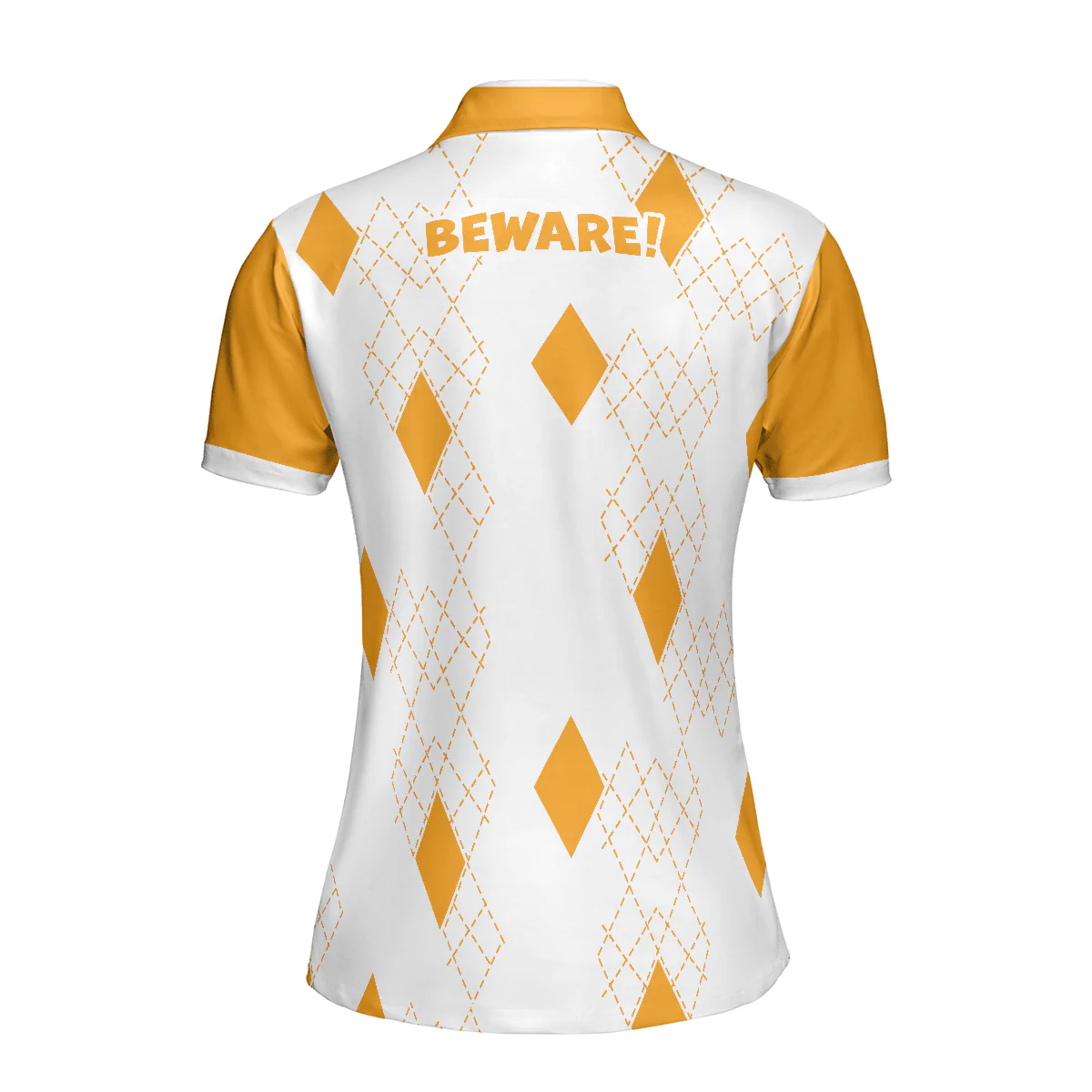 Golf Women Polo Shirt, Crazy Golf Lady Skull, White And Yellow Women Polo Shirts, Funny Golf Gift For Female Golfers, Golf Lovers, Ladies - Image 3
