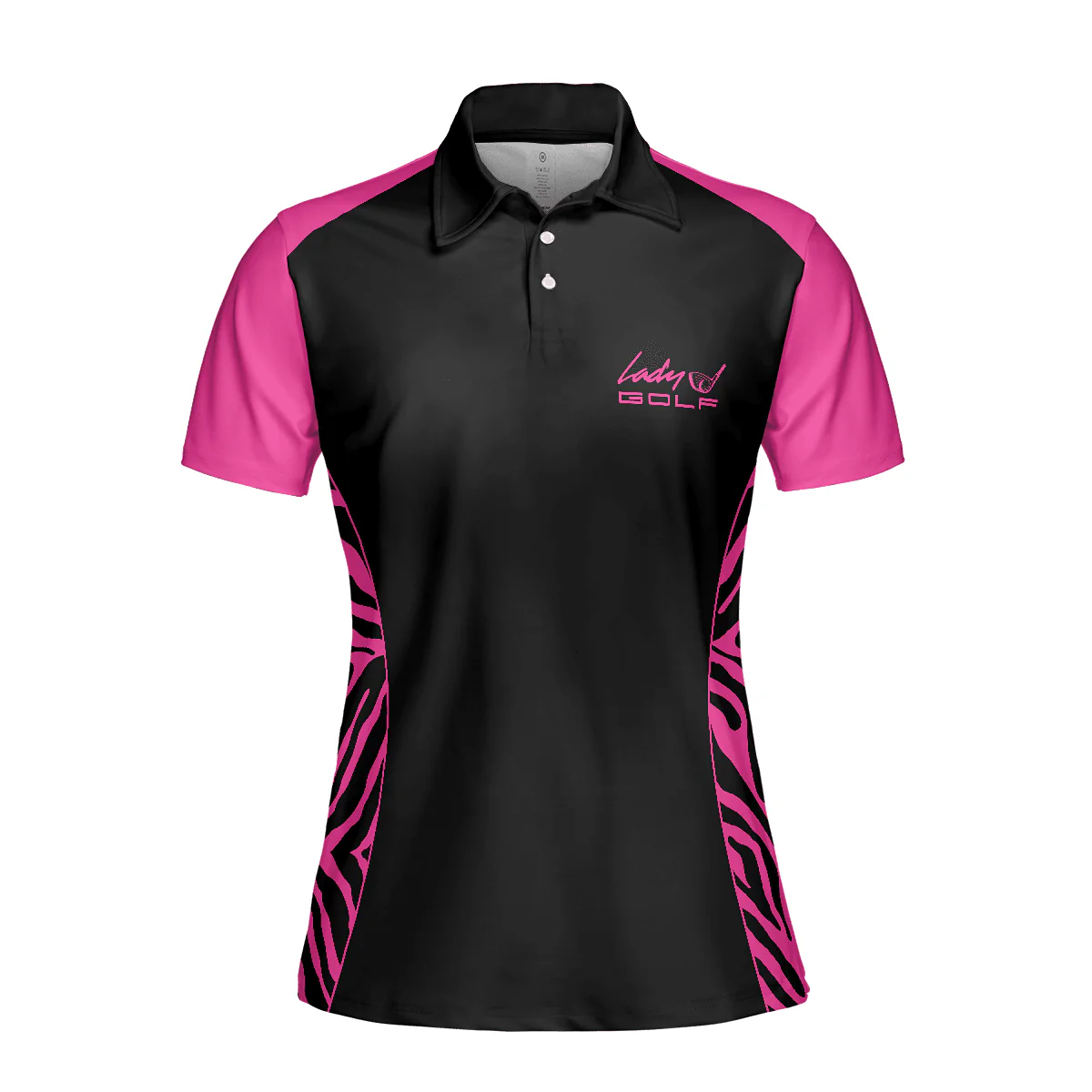 Golf Women Polo Shirt, Dark Pink Zebra Pattern Thinning Layout For Lady Golfer Women Polo Shirts, Best Gift For Golf Lovers, Ladies, Female Golfers - Image 4