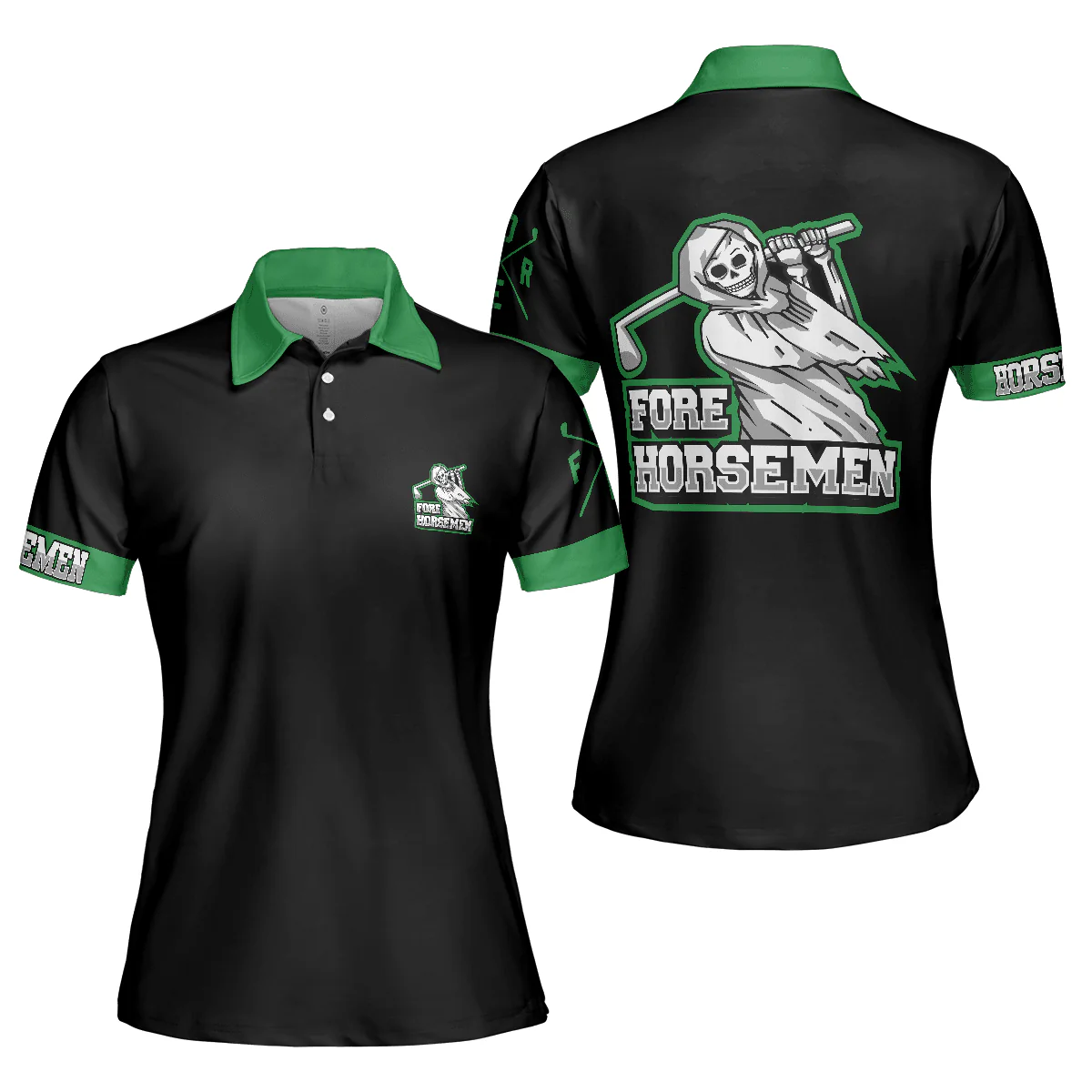 Golf Women Polo Shirt, Death Golf Fore Horsemen Women Polo Shirts, Best Gift For Female Golfers, Ladies, Golf Lovers - Image 2