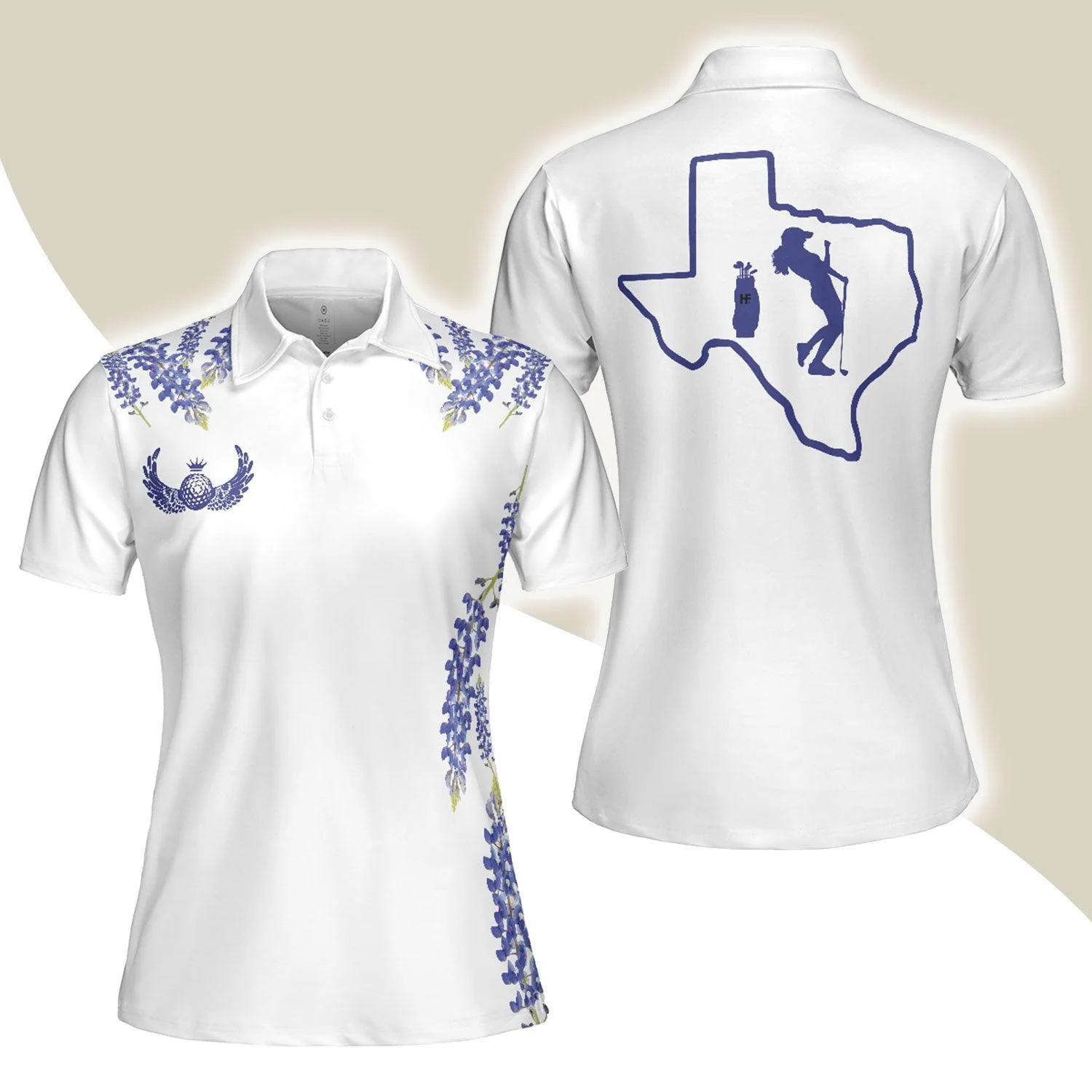Golf Women Polo Shirt - Elegant Bluebonnet Flower For Texas Golfer Women Polo Shirts - Perfect Polo Shirt Gift For Ladies, Golfers, Golf Lovers