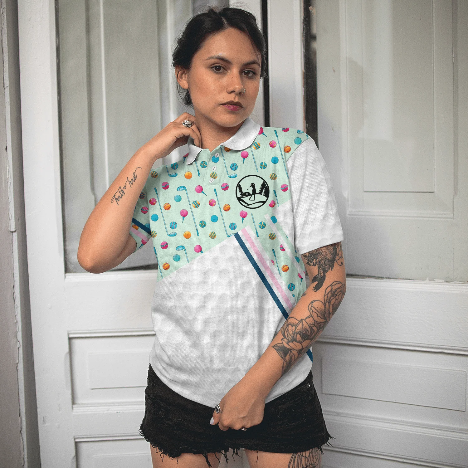 Golf Women Polo Shirt - Elegant Golf Girl In Light Green Golf Women Polo Shirts - Perfect Polo Shirt Gift For Ladies, Golfers, Golf Lovers - Image 5