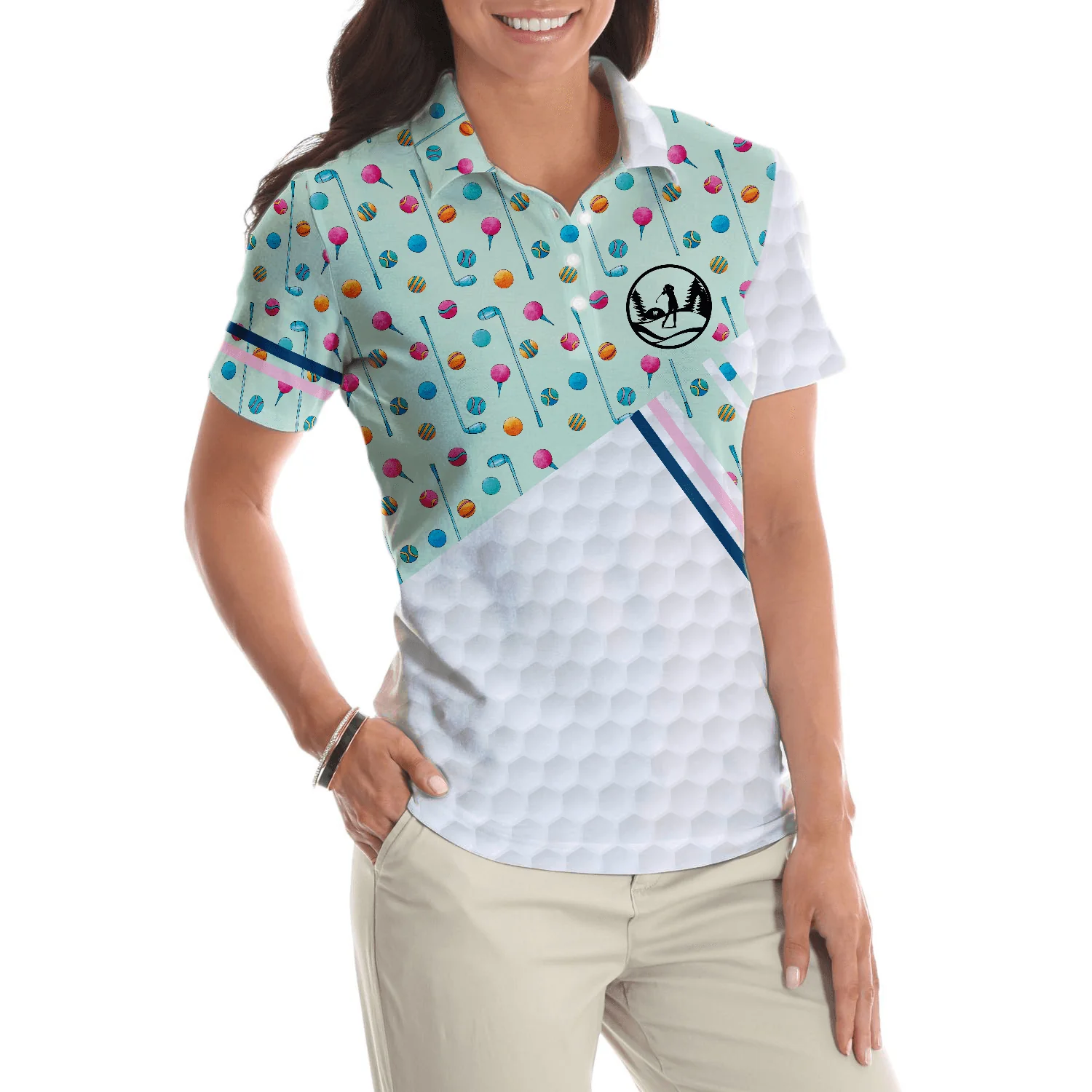 Golf Women Polo Shirt - Elegant Golf Girl In Light Green Golf Women Polo Shirts - Perfect Polo Shirt Gift For Ladies, Golfers, Golf Lovers - Image 6