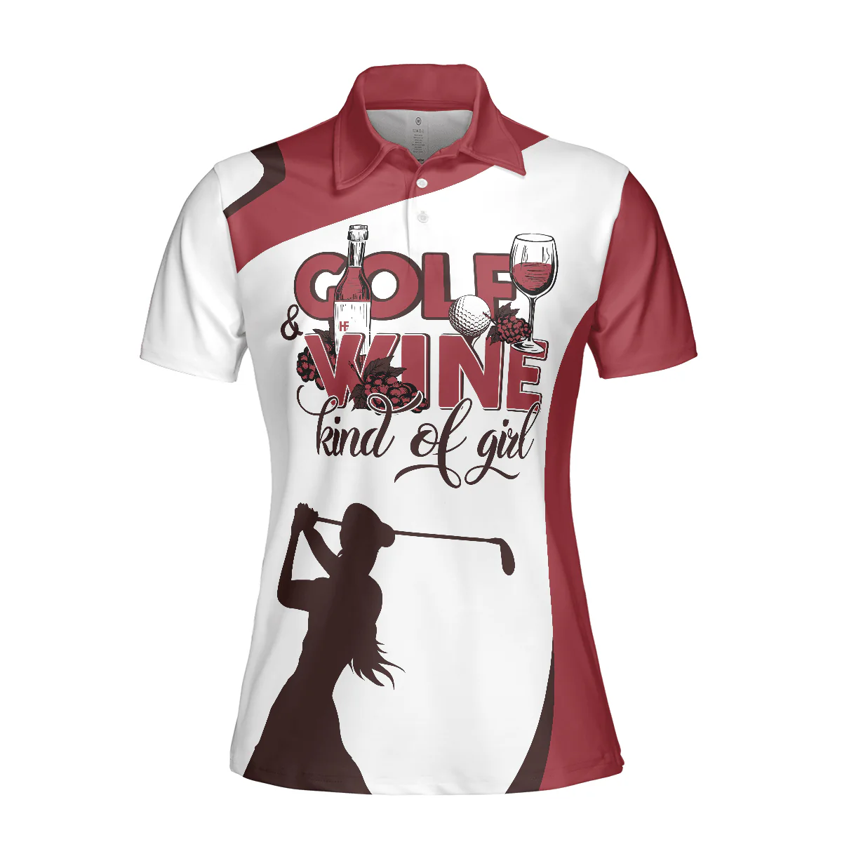 Golf Women Polo Shirt, Golf And Wine Kind Of Girl, White And Red Golf Women Polo Shirts, Golf Shirt For Wine Lovers, Ladies, Golf Lovers - Image 4