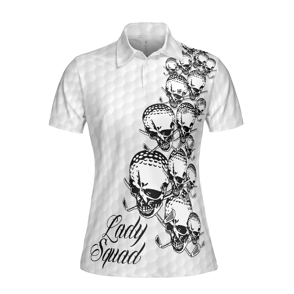 Golf Women Polo Shirt, Golf Ball Texture With Black And White Skull Lady Squad Women Polo Shirts, Gift For Ladies, Female Golfers, Golf Lovers - Image 4