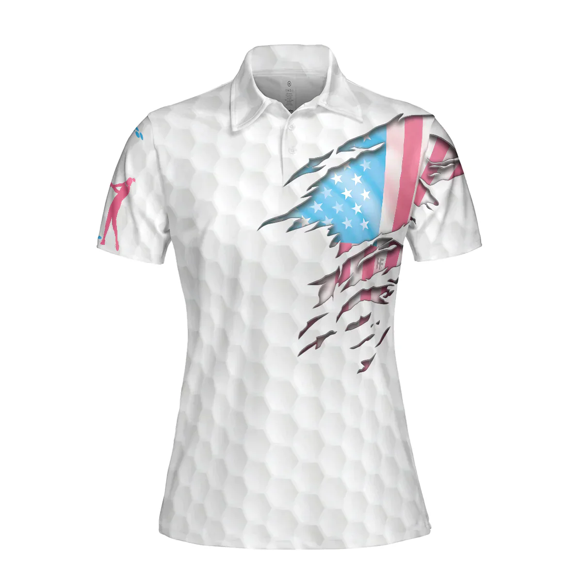 Golf Women Polo Shirt, Golf Balls Pattern American Flag Women Polo Shirts, Golfing Gift For Ladies, Female Golfers - Just A Girl Who Loves Golf - Image 4