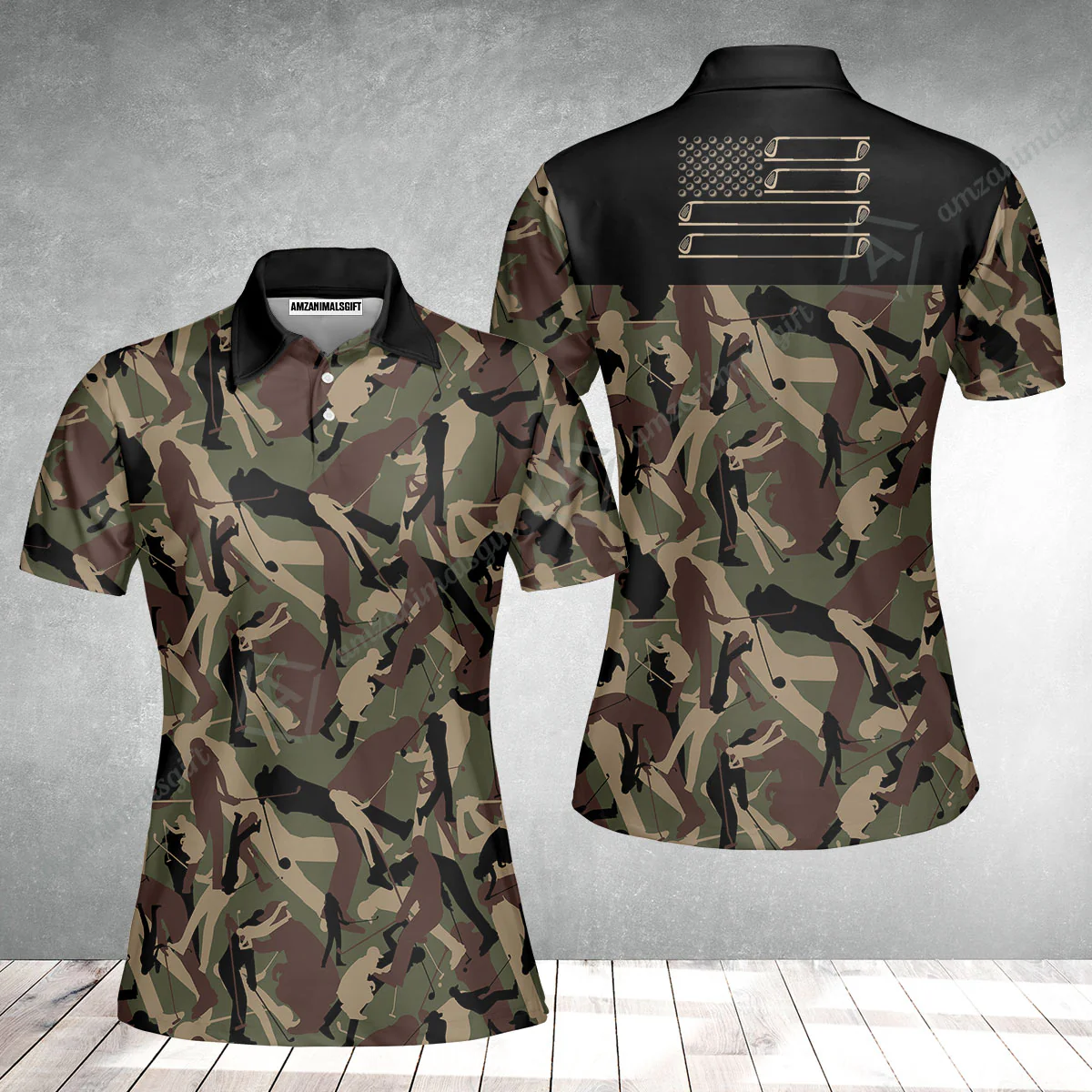 Golf Women Polo Shirt - Golf Camouflage Pattern Golf Women Polo Shirt, Military Golfing Women Polo Shirt, Camo Golf Shirt - Image 2