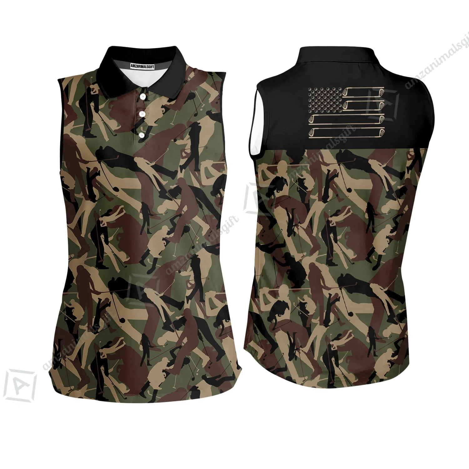 Golf Women Polo Shirt - Golf Camouflage Pattern Golf Women Polo Shirt, Military Golfing Women Polo Shirt, Camo Golf Shirt - Image 7