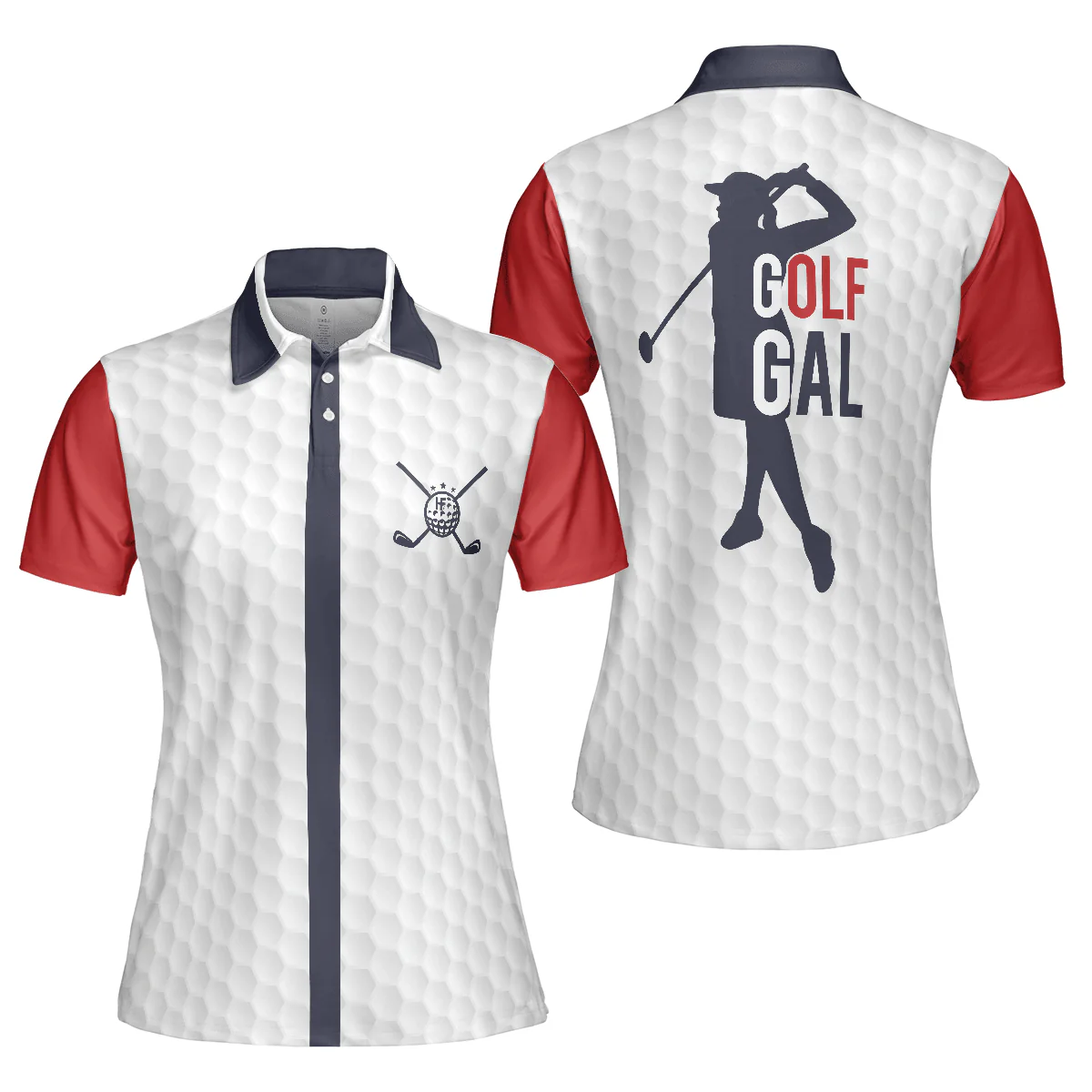 Golf Women Polo Shirt, Golf Gal Red White And Navy Women Polo Shirts, Best Gift For Female Golfers, Ladies, Golf Lovers - Image 2
