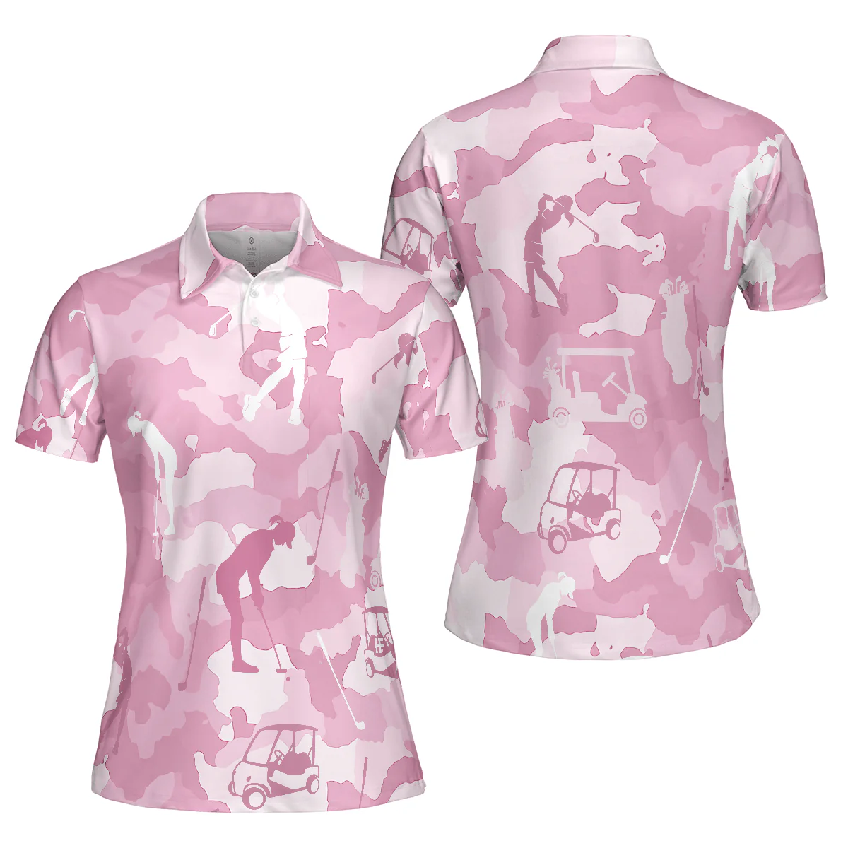 Golf Women Polo Shirt, Golf Girl Camouflage Pink And Light Pink Camo Women Polo Shirts, Cool Golf Gift For Female Golfers, Ladies, Golf Lovers - Image 2