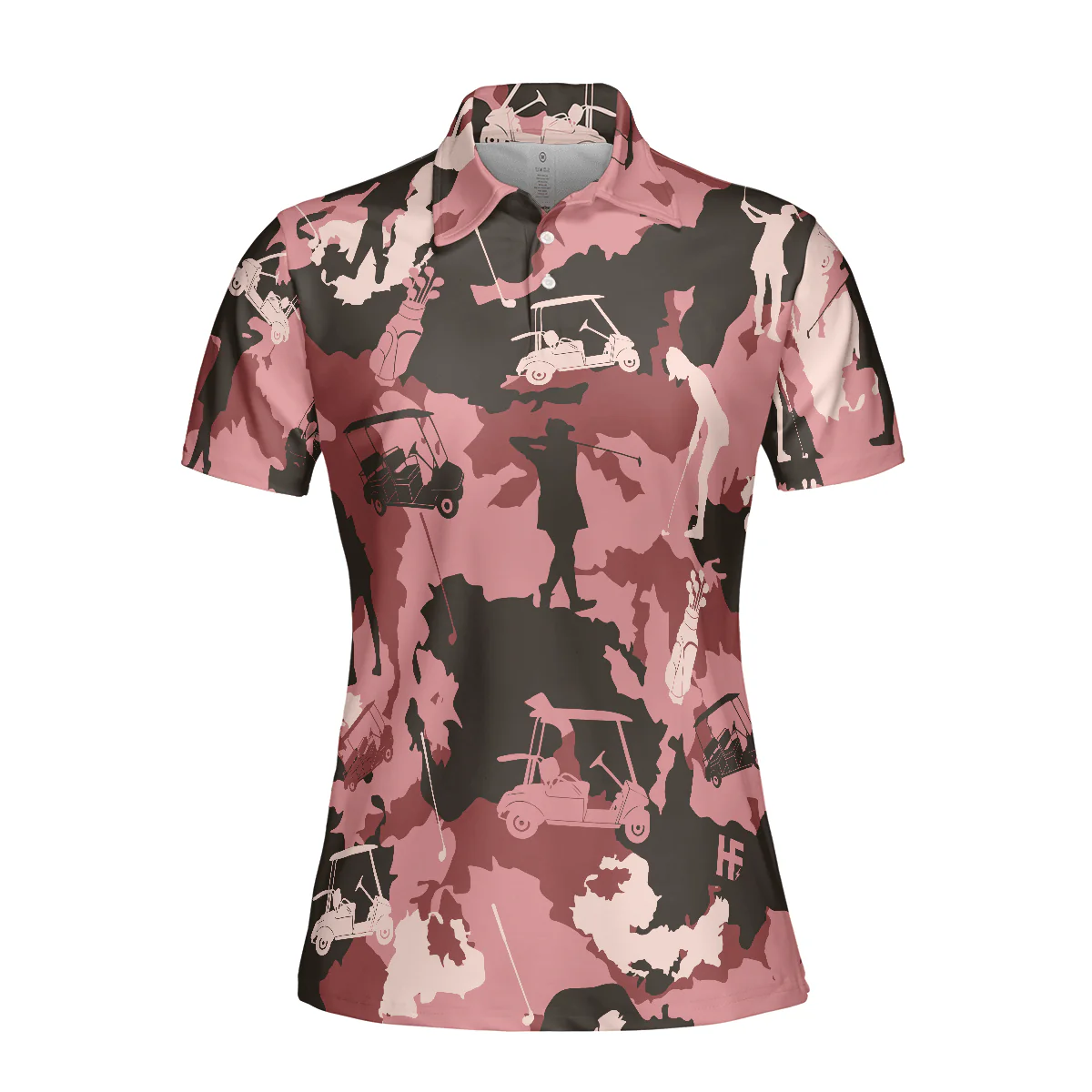 Golf Women Polo Shirt, Golf Girl Camouflage Pink Red Brown Camo Women Polo Shirts, Cool Golf Gift For Female Golfers, Ladies, Golf Lovers - Image 4