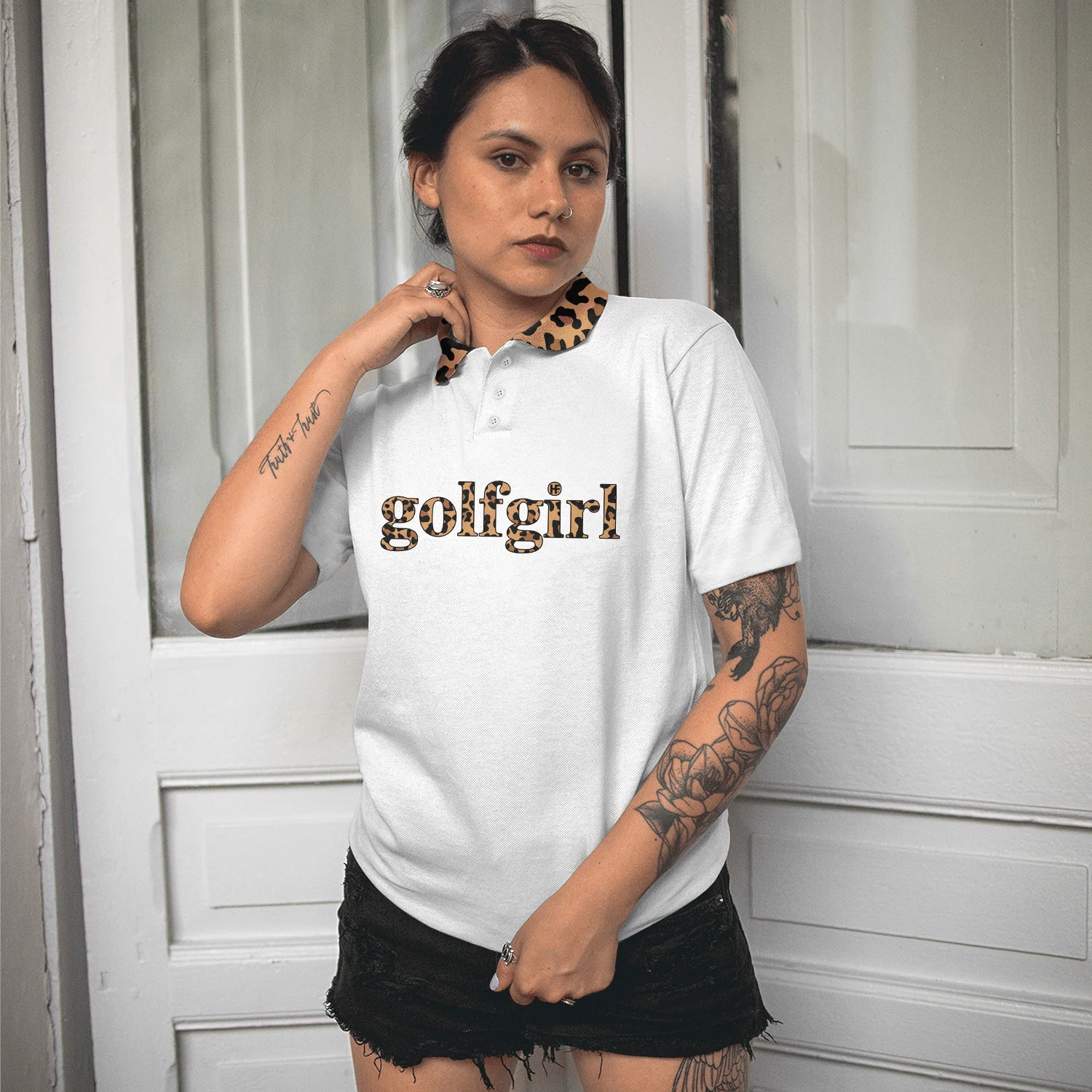Golf Women Polo Shirt, Golf Girl Eat Sleep Play Golf Mix Leopard Pattern Women Polo Shirts, Unique Gift For Female Golfers, Ladies, Golf Lovers - Image 5