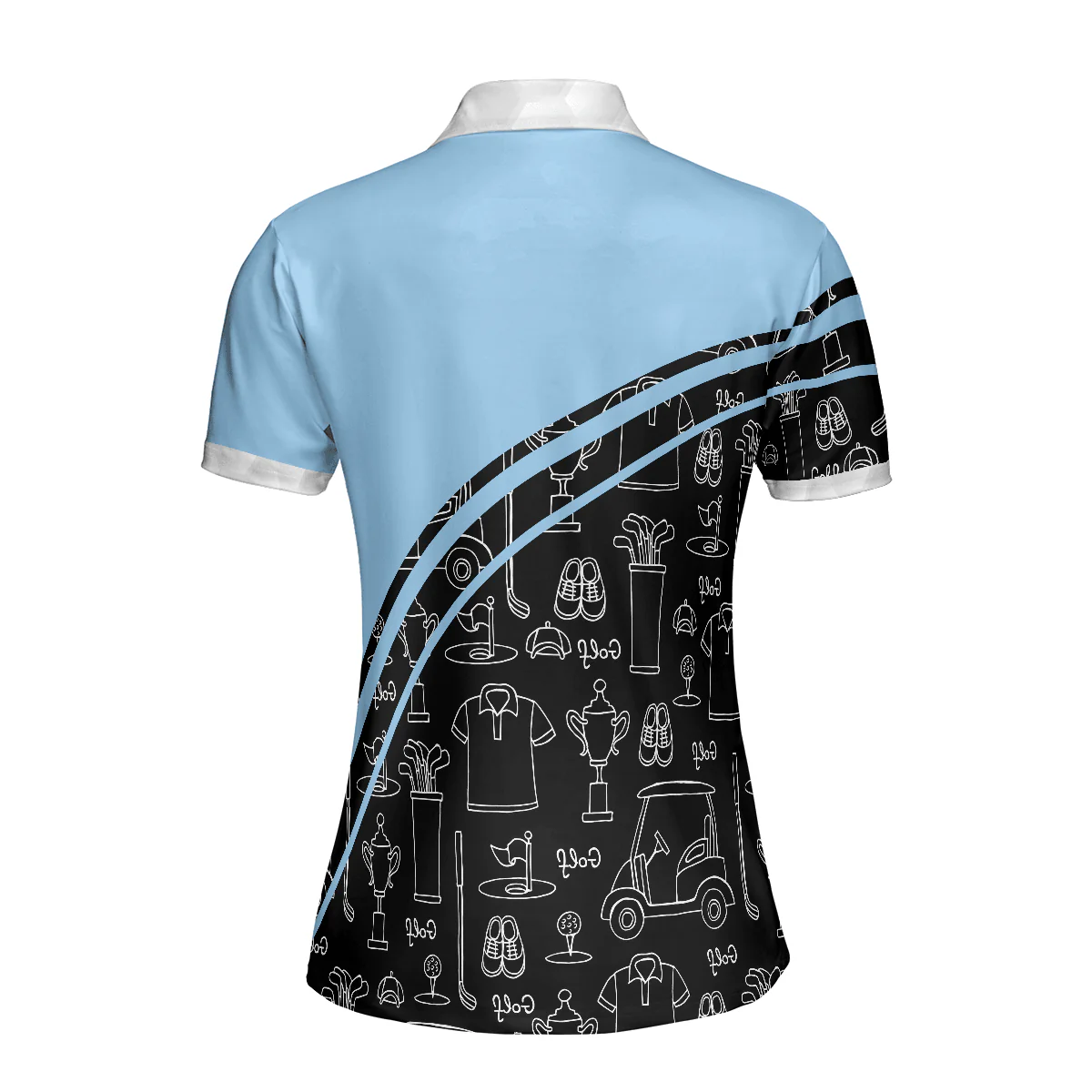 Golf Women Polo Shirt, Golf Girl In Black And Blue Seamless Pattern Women Polo Shirts, Unique Gift For Female Golfers, Ladies, Golf Lovers - Image 3