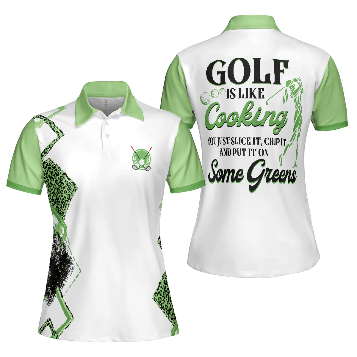 Golf Women Polo Shirt, Golf Is Like Cooking You Just Slice It Chip It And Put It On Some Green Women Polo Shirts, Gift For Golfers, Ladies, Golf Lover - Image 2
