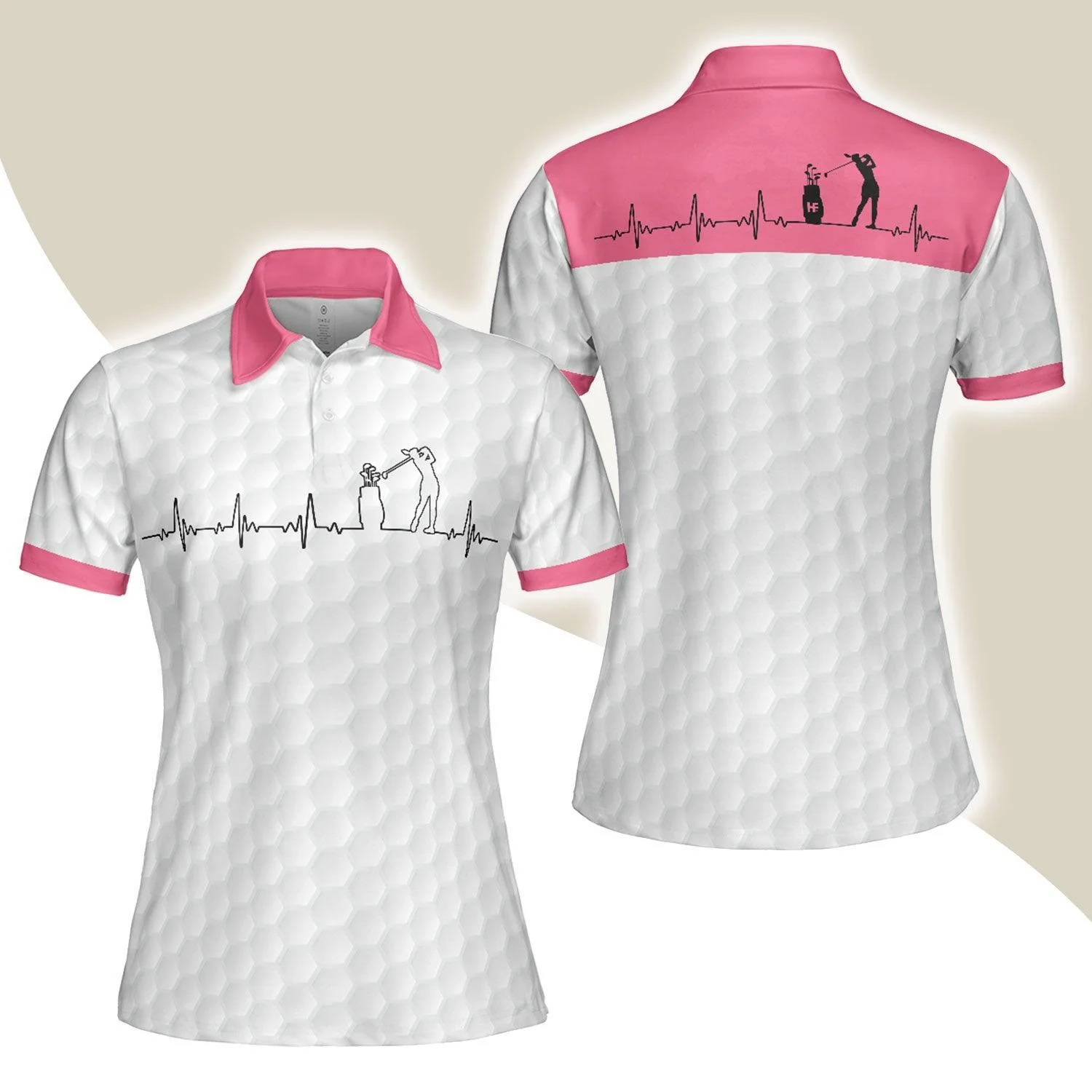 Golf Women Polo Shirt, Golf Is My Heart Pink Heartbeat Women Polo Shirts, Best Golf Gift For Female Golfers, Ladies, Golf Lovers