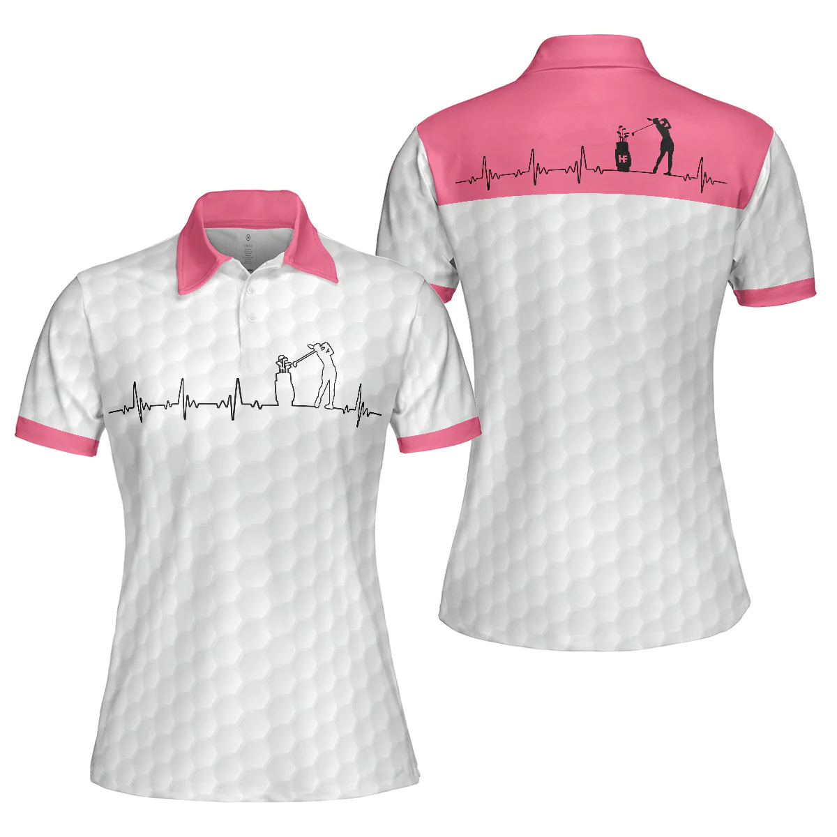 Golf Women Polo Shirt, Golf Is My Heart Pink Heartbeat Women Polo Shirts, Best Golf Gift For Female Golfers, Ladies, Golf Lovers - Image 2