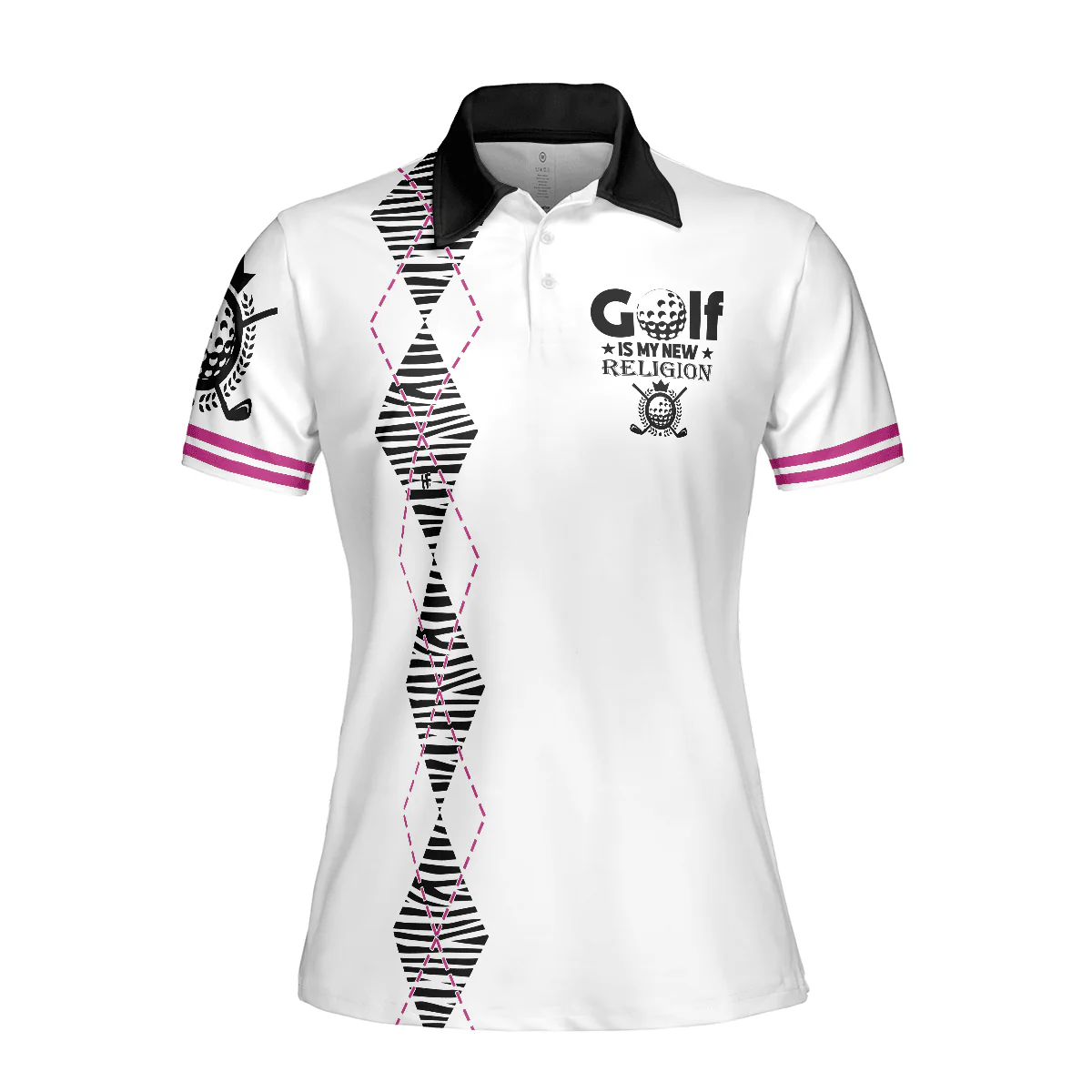 Golf Women Polo Shirt, Golf Is My New Religion Zebra Argyle Golf Women Polo Shirts, Unique Golf Gift For Ladies, Team Female Golfers - Image 4