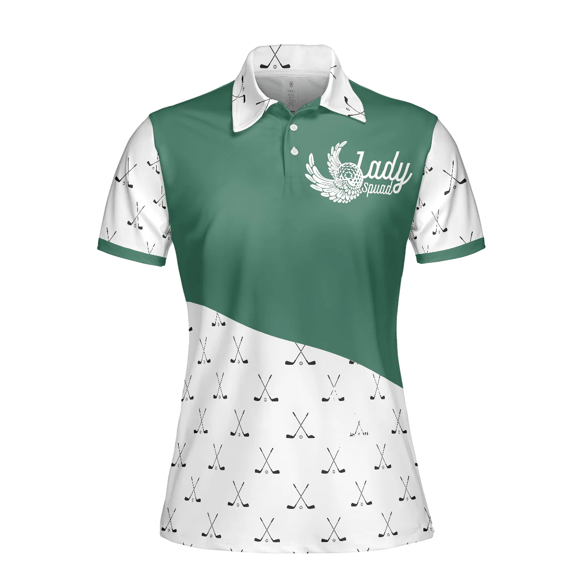 Golf Women Polo Shirt, Golf Is My Therapy, Golf Clubs Pattern Green White Women Polo Shirts, Best Golf Gift For Female Golfers, Ladies, Golf Lovers - Image 4