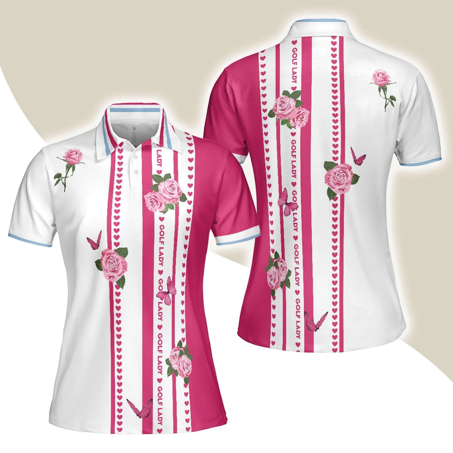 Golf Women Polo Shirt, Golf Lady With Roses In Vintage Style Golf Floral Women Polo Shirts, Gift For Ladies, Team Female Golfers, Golf Lovers