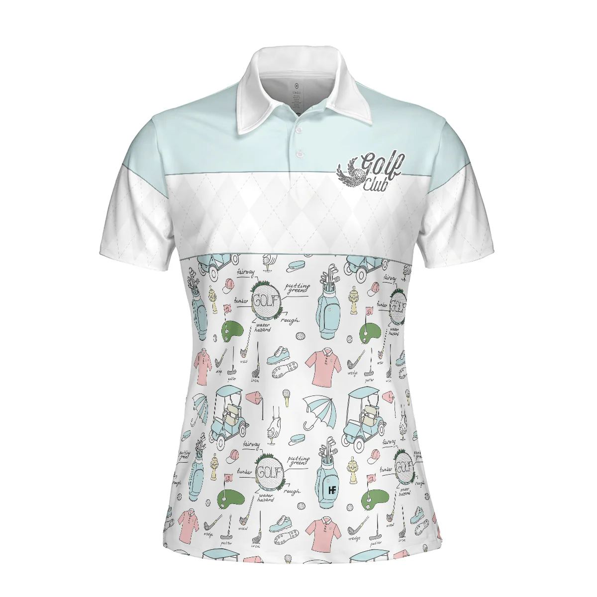 Golf Women Polo Shirt, Golf Life In Blue, Golf Symbol And Argyle Pattern Women Polo Shirts, Gift For Ladies, Team Female Golfers, Golf Lovers - Image 4