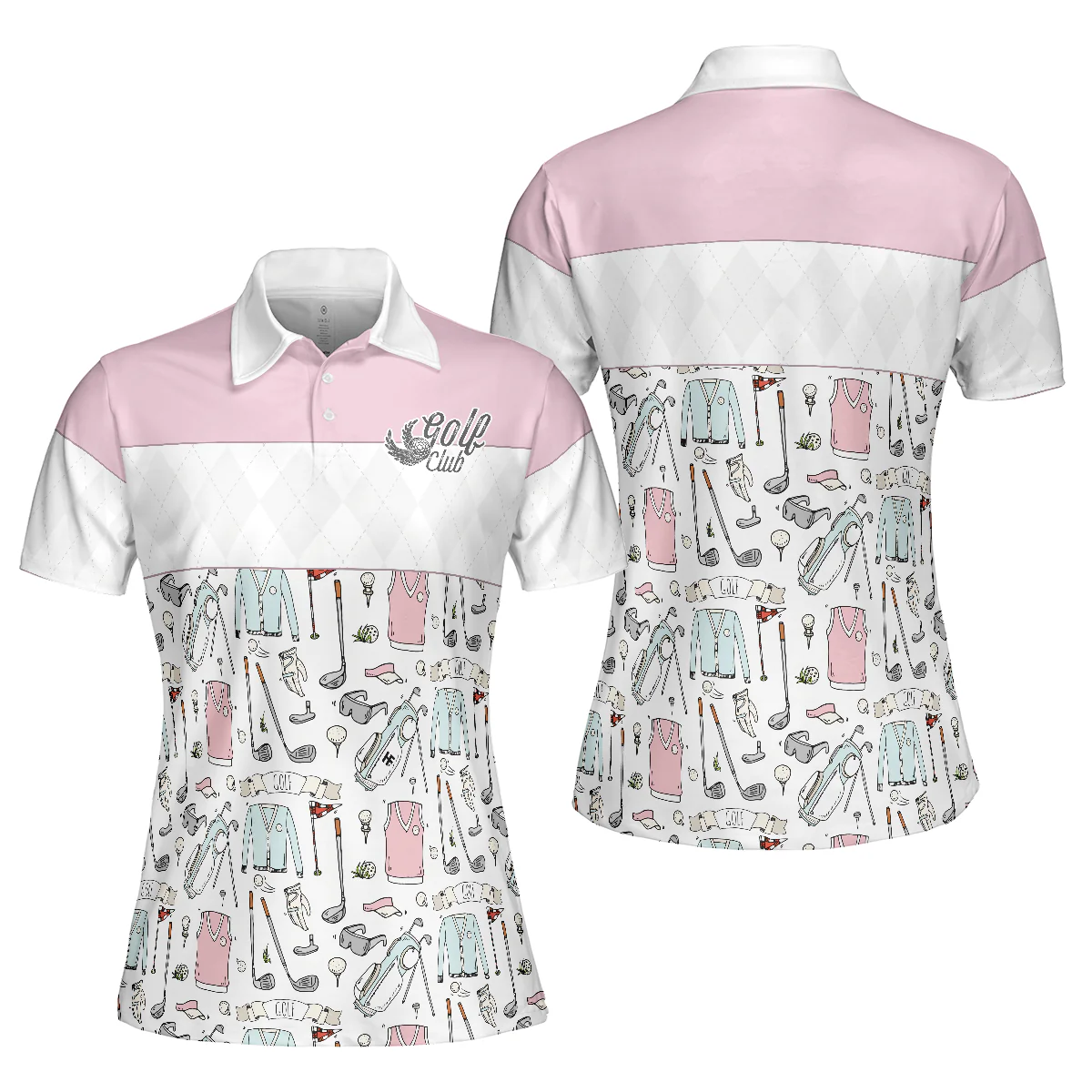 Golf Women Polo Shirt, Golf Life In Pink, Golf Pattern Women Polo Shirts, Gift For Ladies, Team Female Golfers, Golf Lovers - Image 2