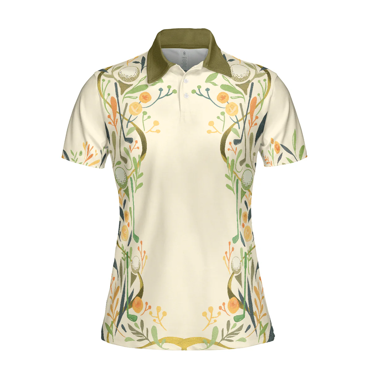 Golf Women Polo Shirt, Golf Motif Cream Women Polo Shirts, Best Golfing Gift For Ladies, Female Golfers, Golf Lovers, Golfers - Image 4
