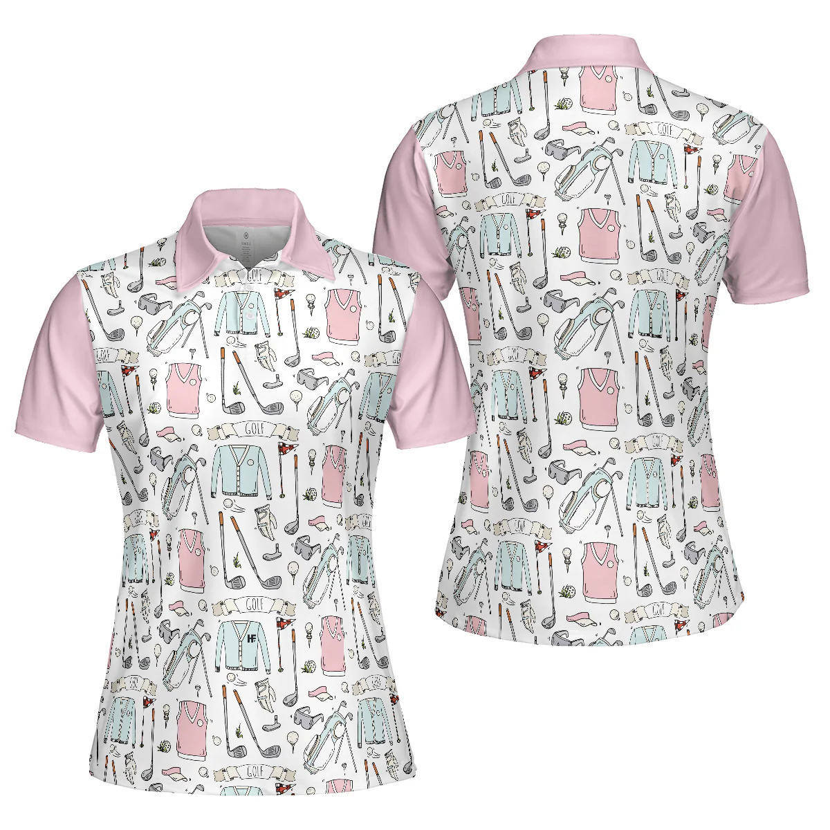 Golf Women Polo Shirt, Golf Pattern Golf Life In Pink Women Polo Shirts, Gift For Ladies, Team Female Golfers, Golf Lovers - Image 2