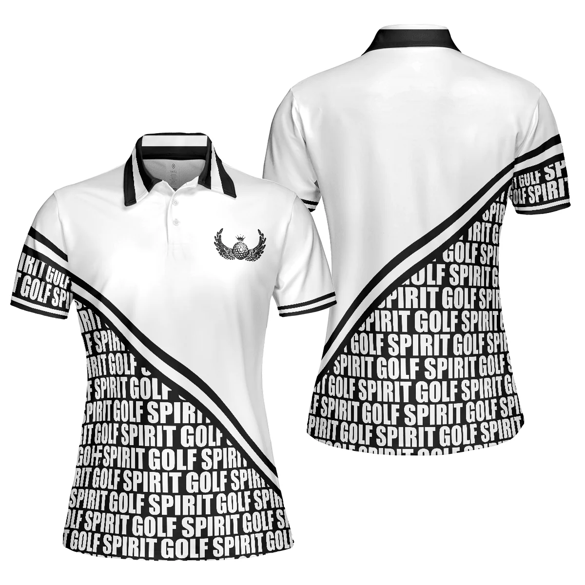 Golf Women Polo Shirt, Golf Spirit In Black And White Women Polo Shirts, Simple Golf Shirt Design Gift For Female Golfers, Ladies, Golf Lovers - Image 2
