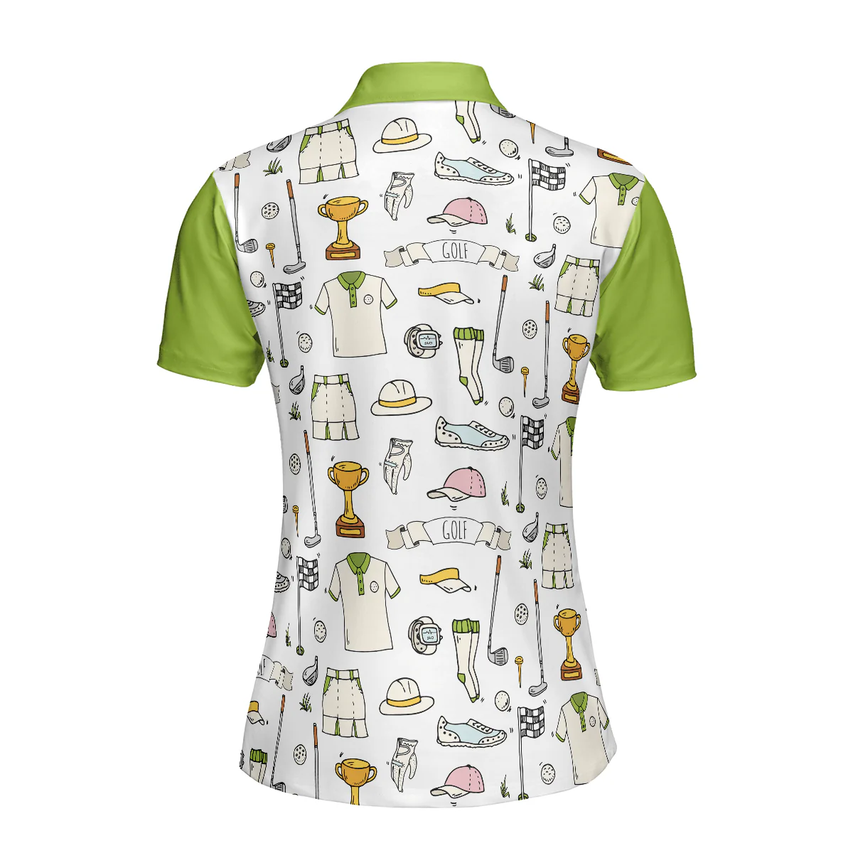 Golf Women Polo Shirt, Golf Symbol Pattern, Golf Life In Green Women Polo Shirts, Gift For Ladies, Team Female Golfers, Golf Lovers - Image 3