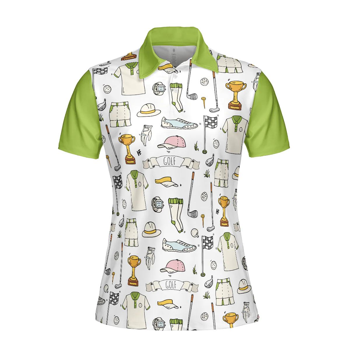 Golf Women Polo Shirt, Golf Symbol Pattern, Golf Life In Green Women Polo Shirts, Gift For Ladies, Team Female Golfers, Golf Lovers - Image 4