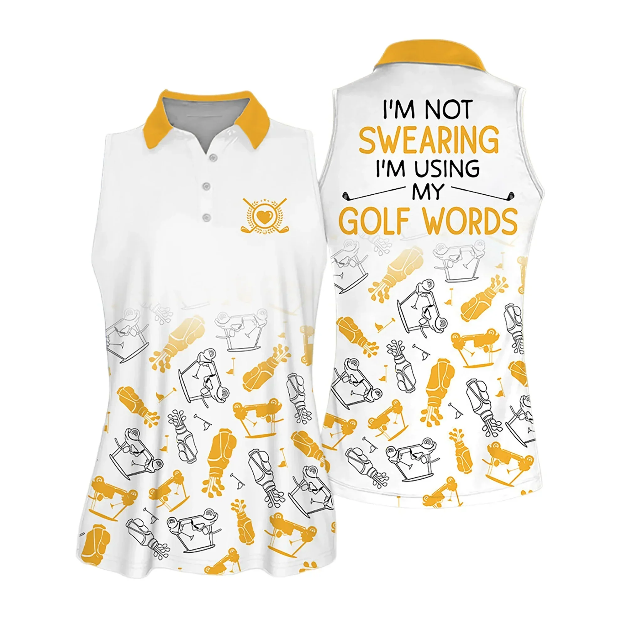 Golf Women Polo Shirt, Golf Symbol Pattern I'm Using My Golf Words Multicolor Women Polo Shirt - Gift For Mother's Day, Golfers, Female, Golf Lovers - Image 7