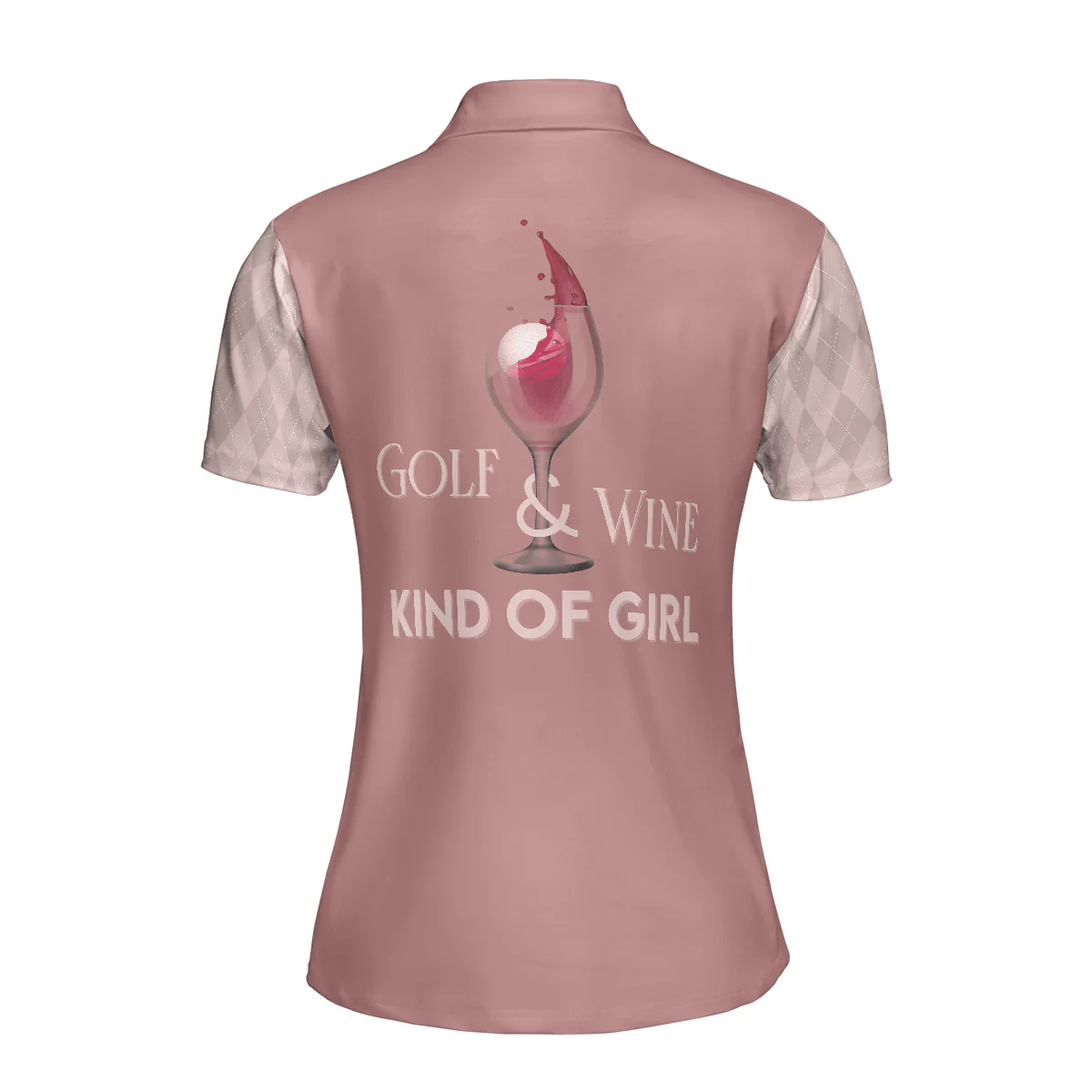 Golf Women Polo Shirt, Golf & Wine Kind Of Girl, Pink Argyle Pattern Women Polo Shirts, Wine Golf Gift For Ladies, Golfers, Golf Sport Lovers - Image 3