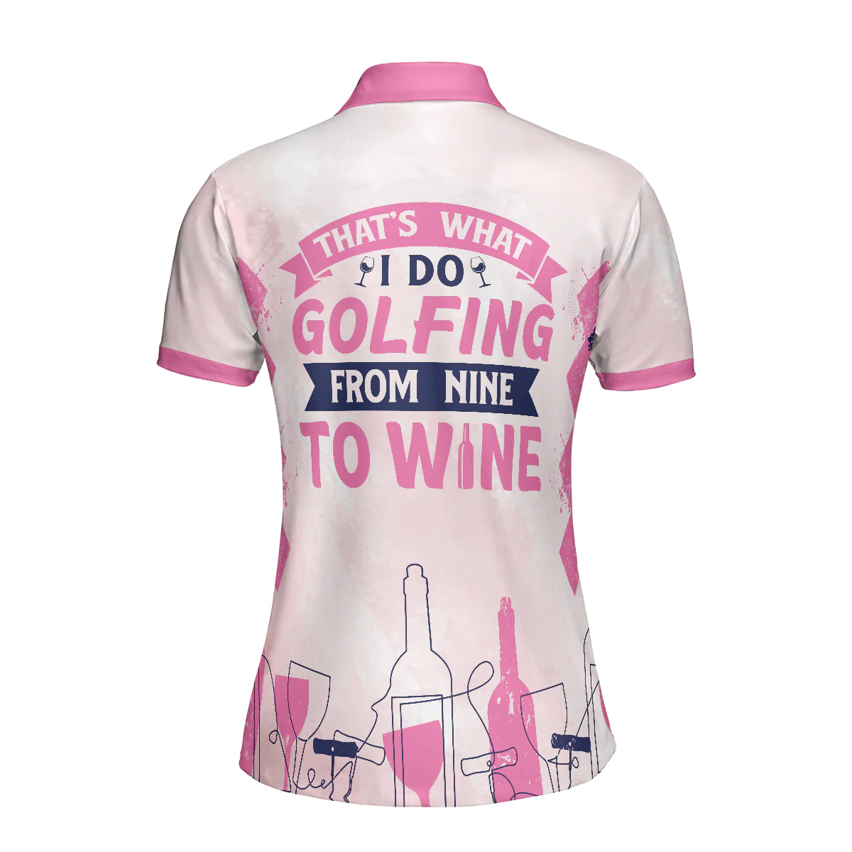 Golf Women Polo Shirt, Golfing From Nine To Wine Pink Women Polo Shirts, Best Golf Gift For Wine Lovers, Female Golfers, Ladies, Golf Lovers - Image 4