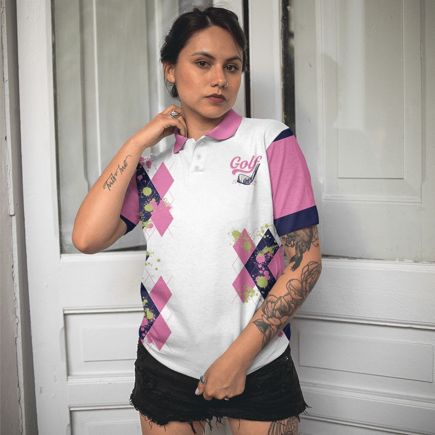 Golf Women Polo Shirt, Golfing Weekend Forecast Golf Pink And White Women Polo Shirts, Best Gift For Female Golfers, Ladies, Golf Lovers - Image 6