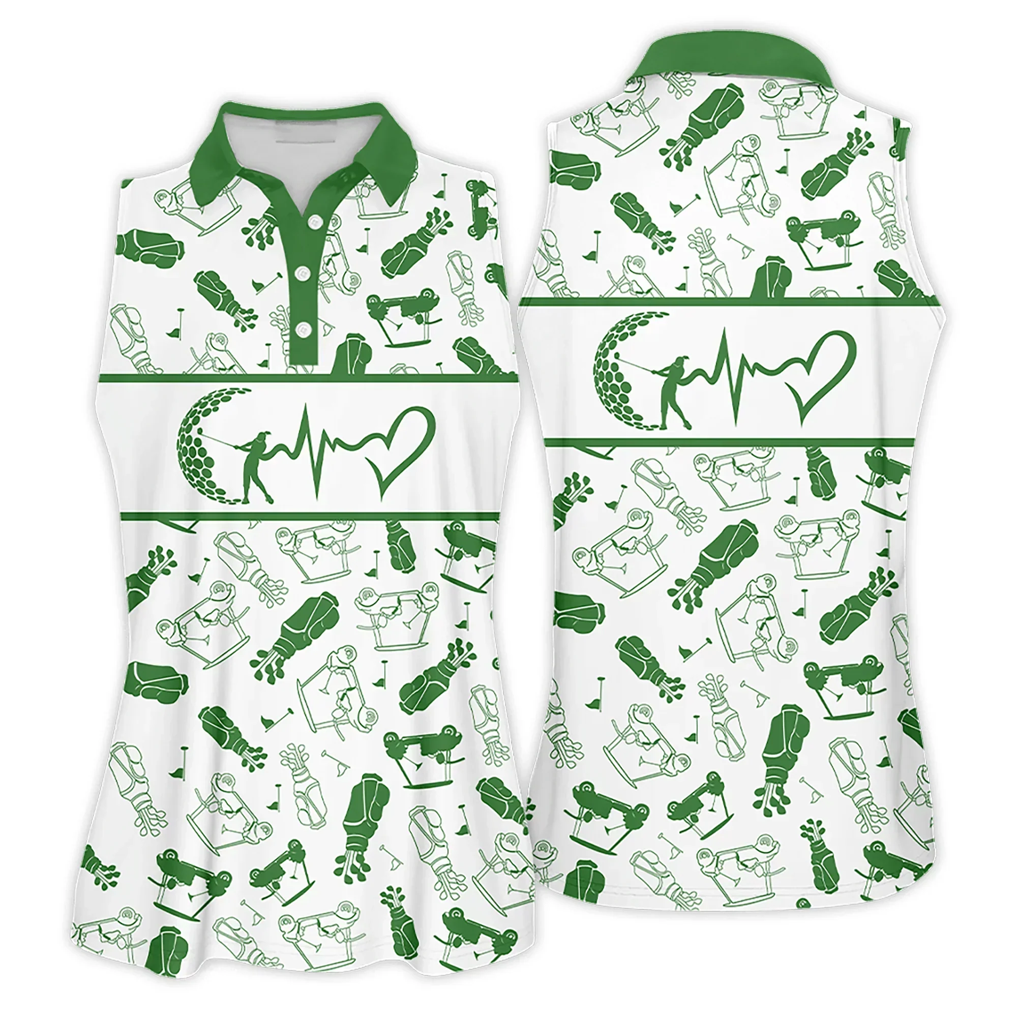Golf Women Polo Shirt, Heartbeat Golf Clubs Funny Golf Symbol Multicolor Women Polo Shirt - Gift For Golfers, Female, Golf Lovers, Mother's Day - Image 3