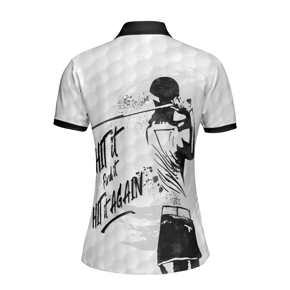 Golf Women Polo Shirt, Hit It Find It Hit It Again, Black And White Golf Women Polo Shirts, Best Cool Female Gift For Golfers, Golf Lovers, Ladies - Image 3