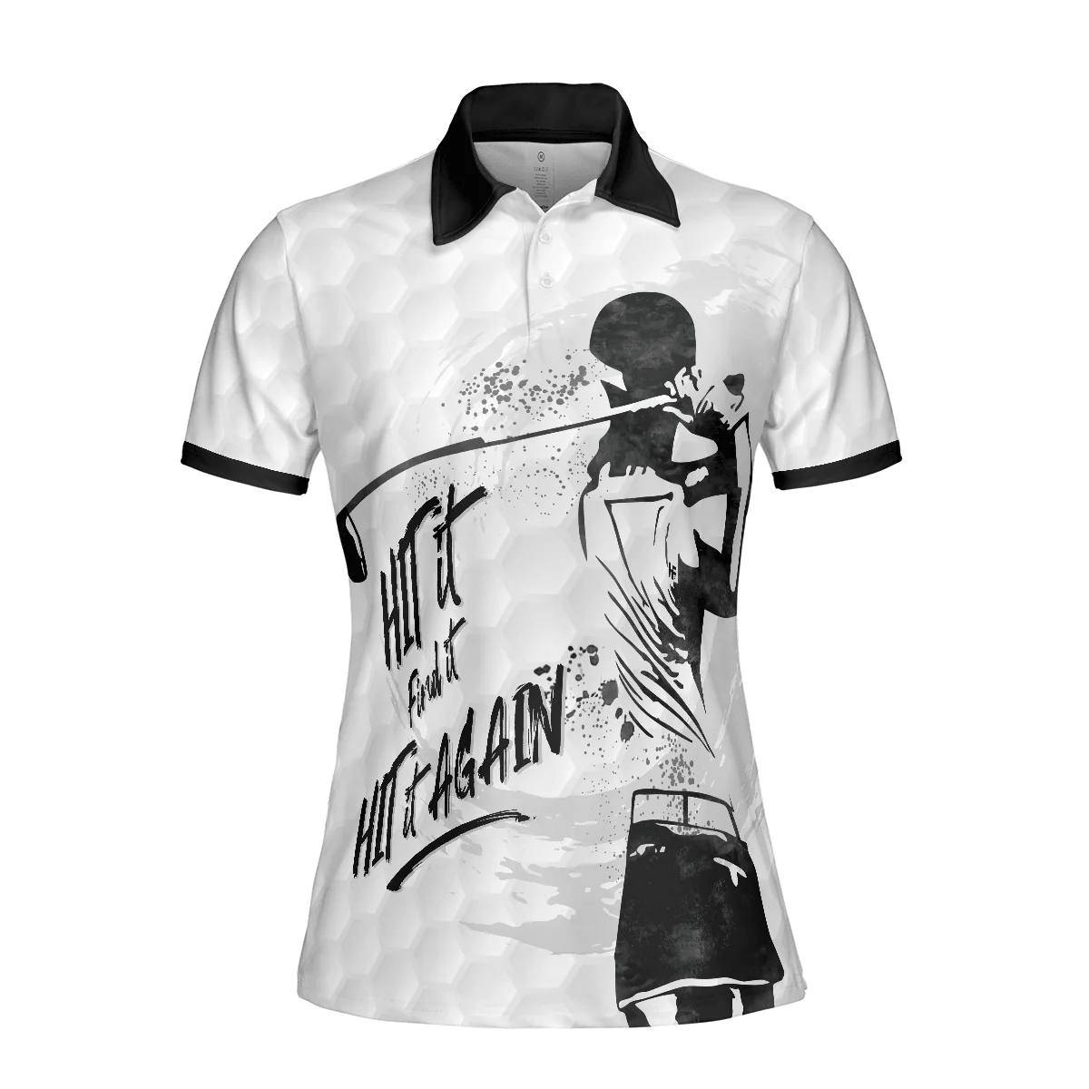 Golf Women Polo Shirt, Hit It Find It Hit It Again, Black And White Golf Women Polo Shirts, Best Cool Female Gift For Golfers, Golf Lovers, Ladies - Image 4
