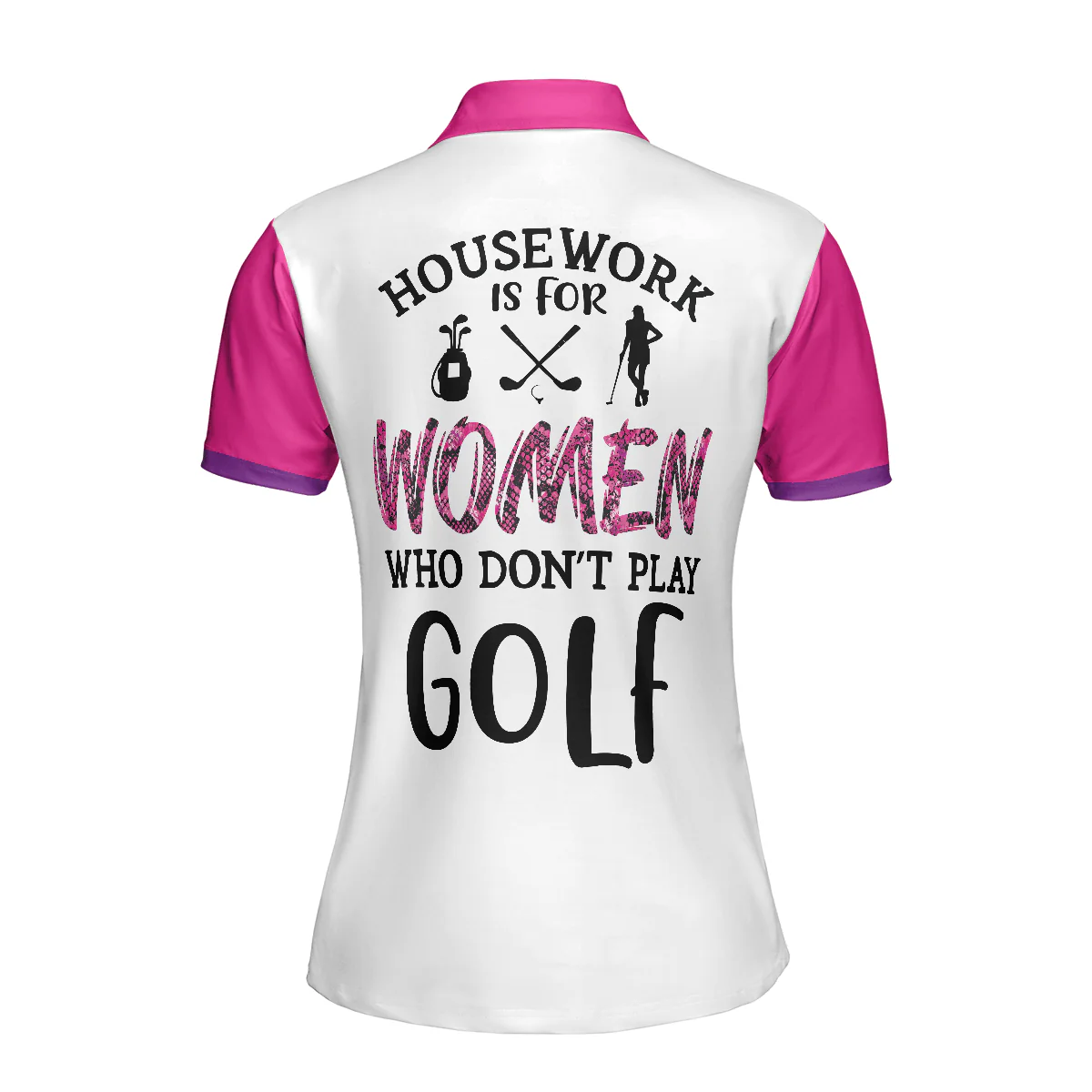 Golf Women Polo Shirt, Housework Is For Women Who Don't Play Golf, White And Pink Argyle Pattern Women Polo Shirts, Gift For Ladies, Golfers - Image 3