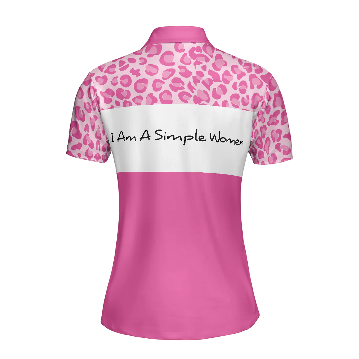 Golf Women Polo Shirt, I Am A Simple Woman Golf White And Pink Women Polo Shirts, Golfing Gift For Wine Lovers, Ladies, Female Golfers, Golf Lovers - Image 3