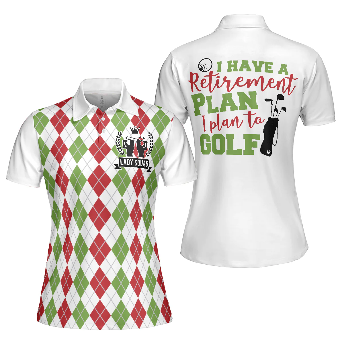 Golf Women Polo Shirt, I Plan To Golf, Red Green Argyle Pattern Women Polo Shirts - Best Gift For Golf Lovers, Ladies, Female Golfers - Image 2