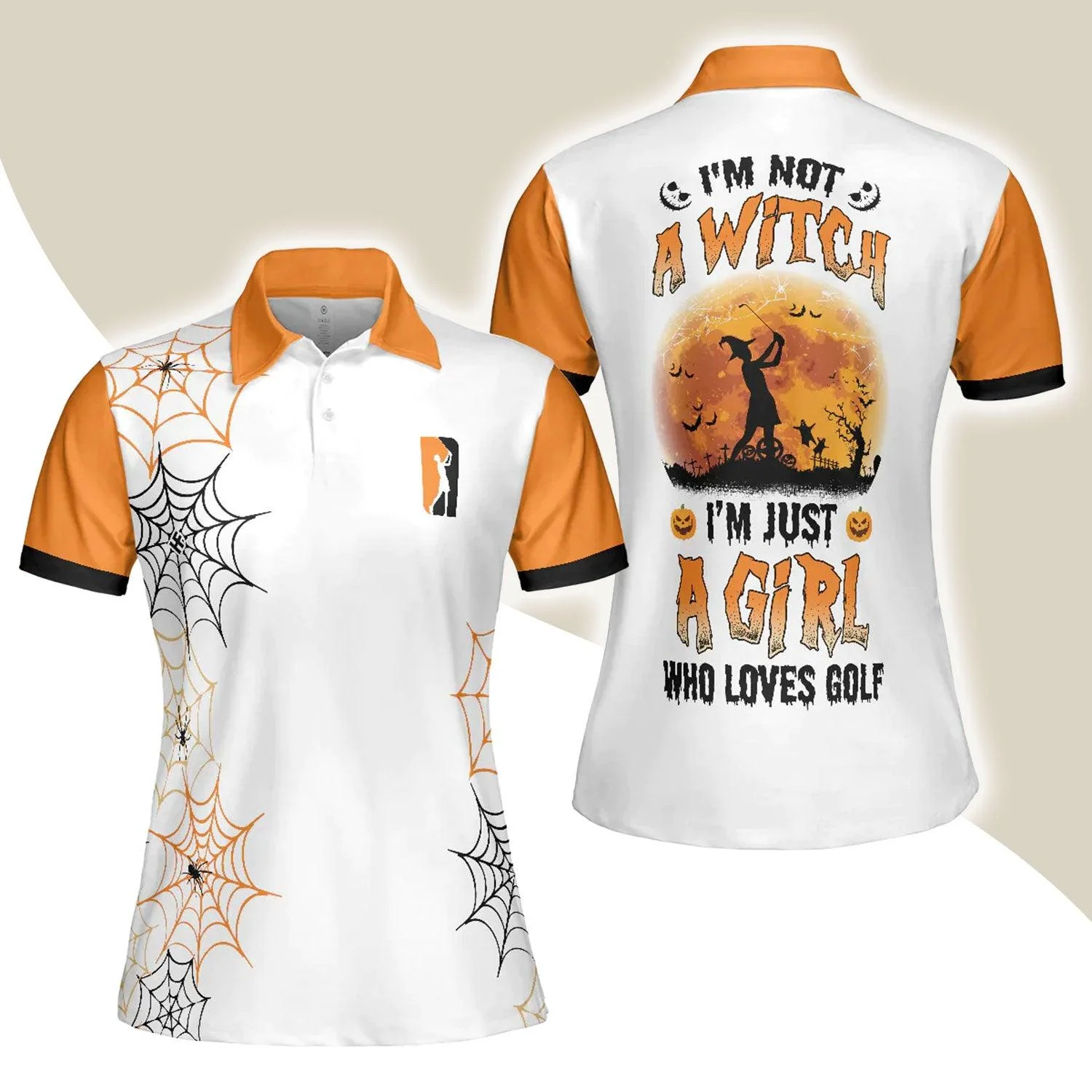 Golf Women Polo Shirt, I'm Not A Witch I'm Just A Girl Who Loves Golf Halloween Women Polo Shirts, Gift For Ladies, Golfers, Golf Lovers, Female