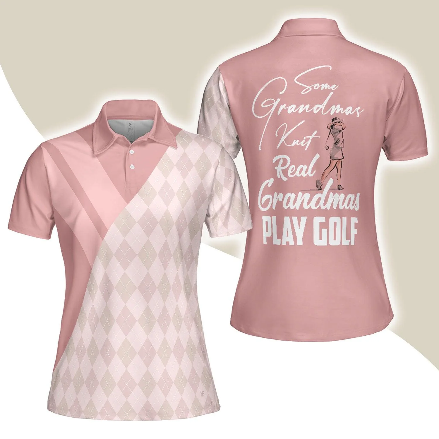 Golf Women Polo Shirt, Lady Play Golf Light Pink Women Polo Shirts, Best Golfing Gift For Ladies, Golfers, Golf Lovers, Some Grandmas Knit Real Women