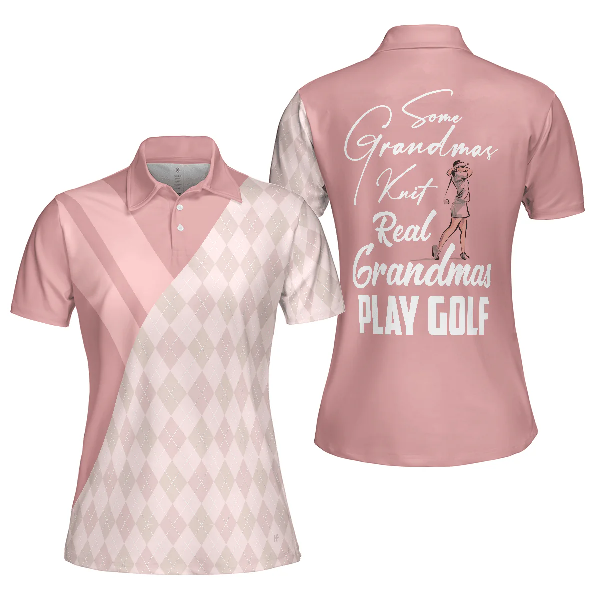 Golf Women Polo Shirt, Lady Play Golf Light Pink Women Polo Shirts, Best Golfing Gift For Ladies, Golfers, Golf Lovers, Some Grandmas Knit Real Women - Image 2