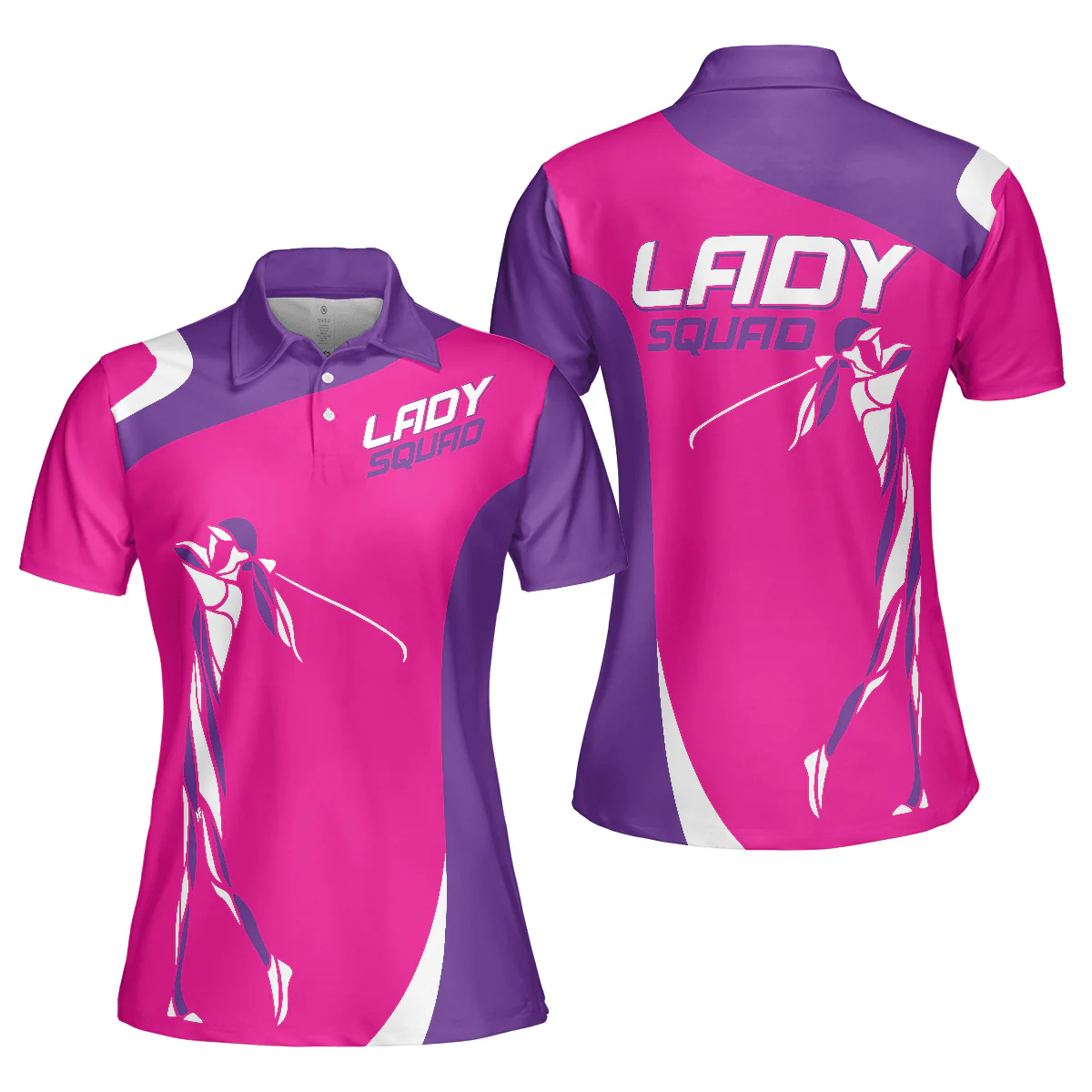 Golf Women Polo Shirt, Lady Squad Golf Girl Purple And Pink Women Polo Shirts, Unique Female Golf Gift For Golfers, Ladies, Golf Lovers - Image 2