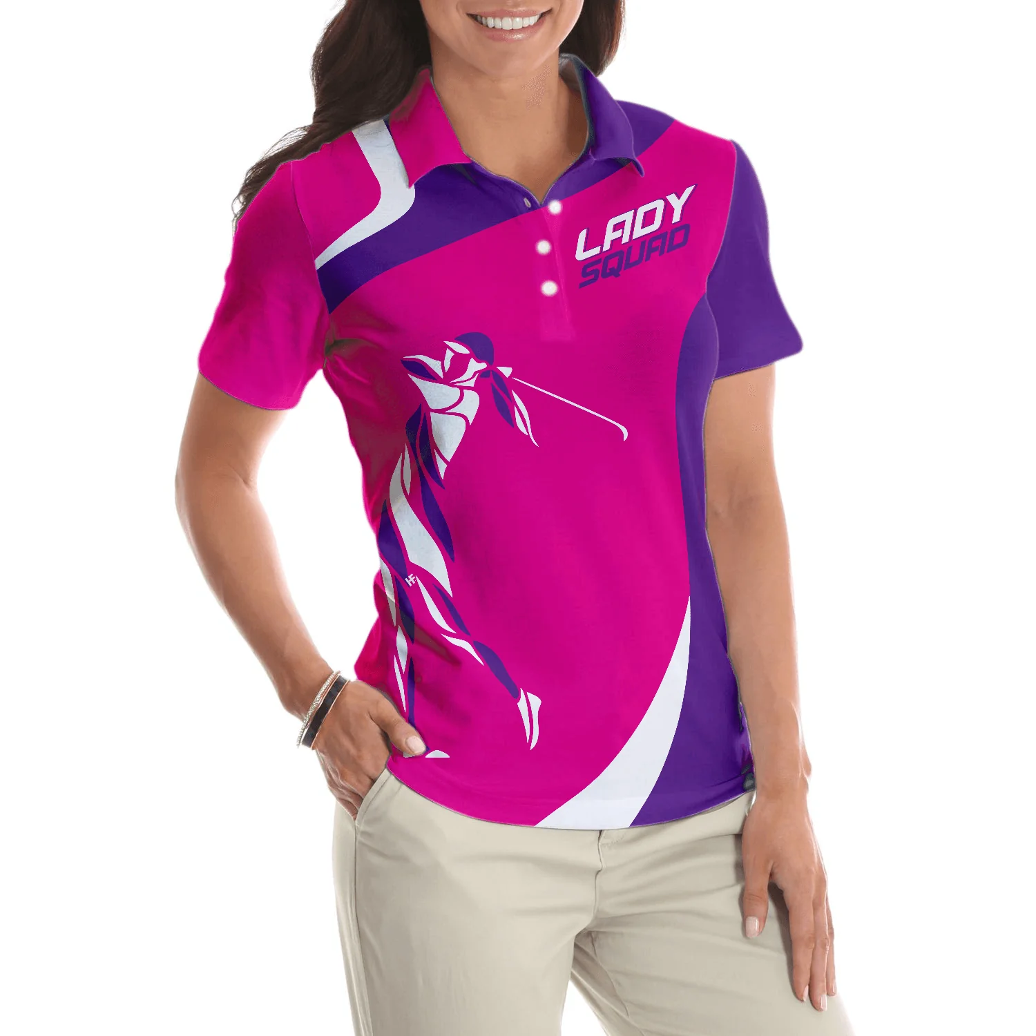 Golf Women Polo Shirt, Lady Squad Golf Girl Purple And Pink Women Polo Shirts, Unique Female Golf Gift For Golfers, Ladies, Golf Lovers - Image 6