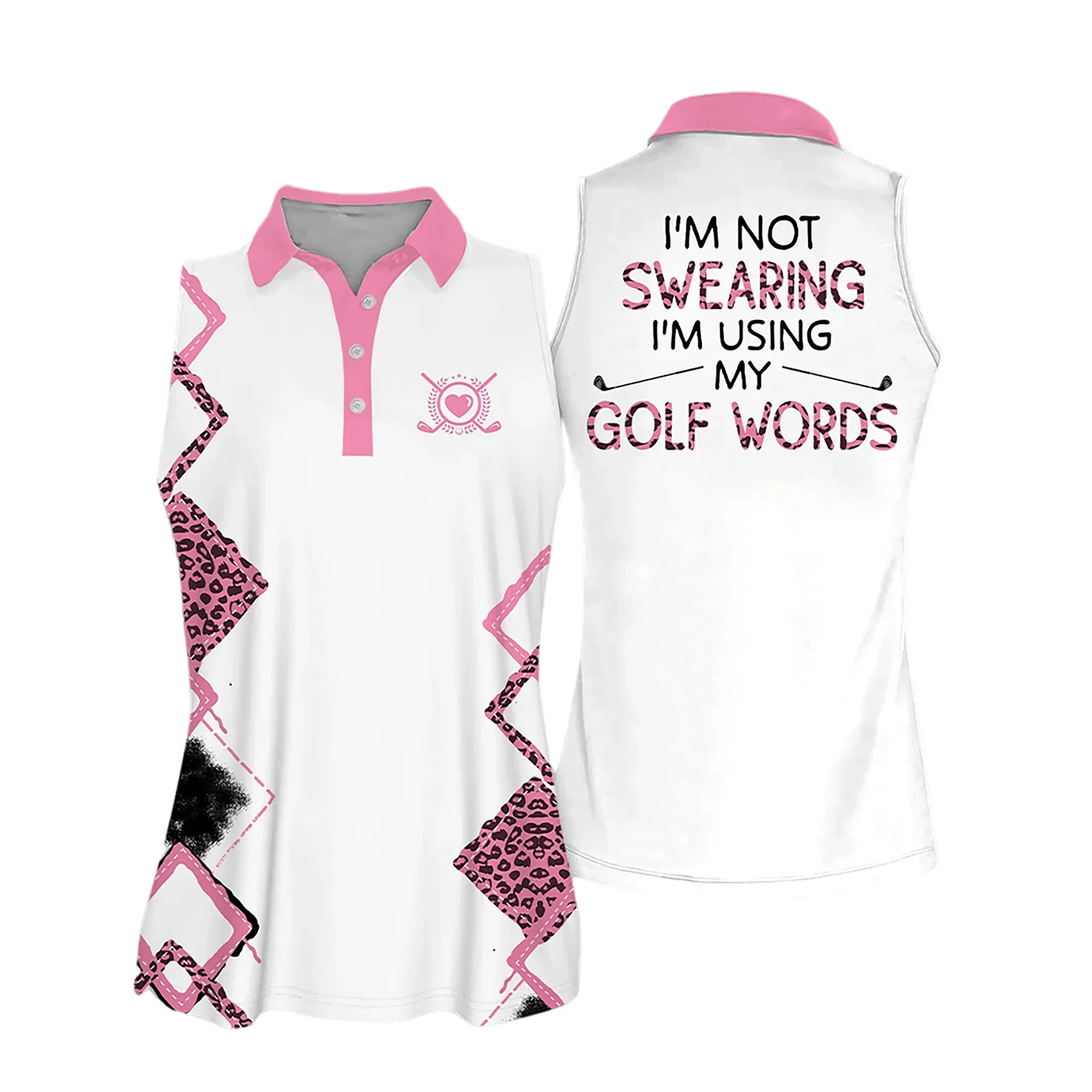 Golf Women Polo Shirt, Leopard Pattern I'm Using My Golf Words Multicolor Women Polo Shirt - Gift For Mother's Day, Golfers, Female, Golf Lovers