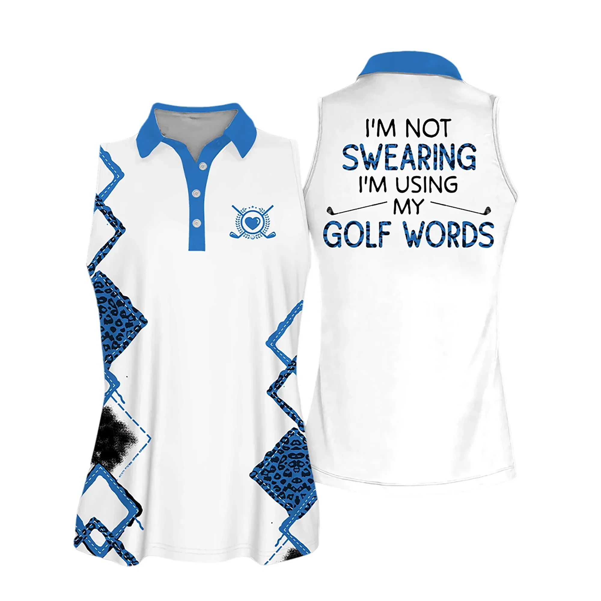 Golf Women Polo Shirt, Leopard Pattern I'm Using My Golf Words Multicolor Women Polo Shirt - Gift For Mother's Day, Golfers, Female, Golf Lovers - Image 3