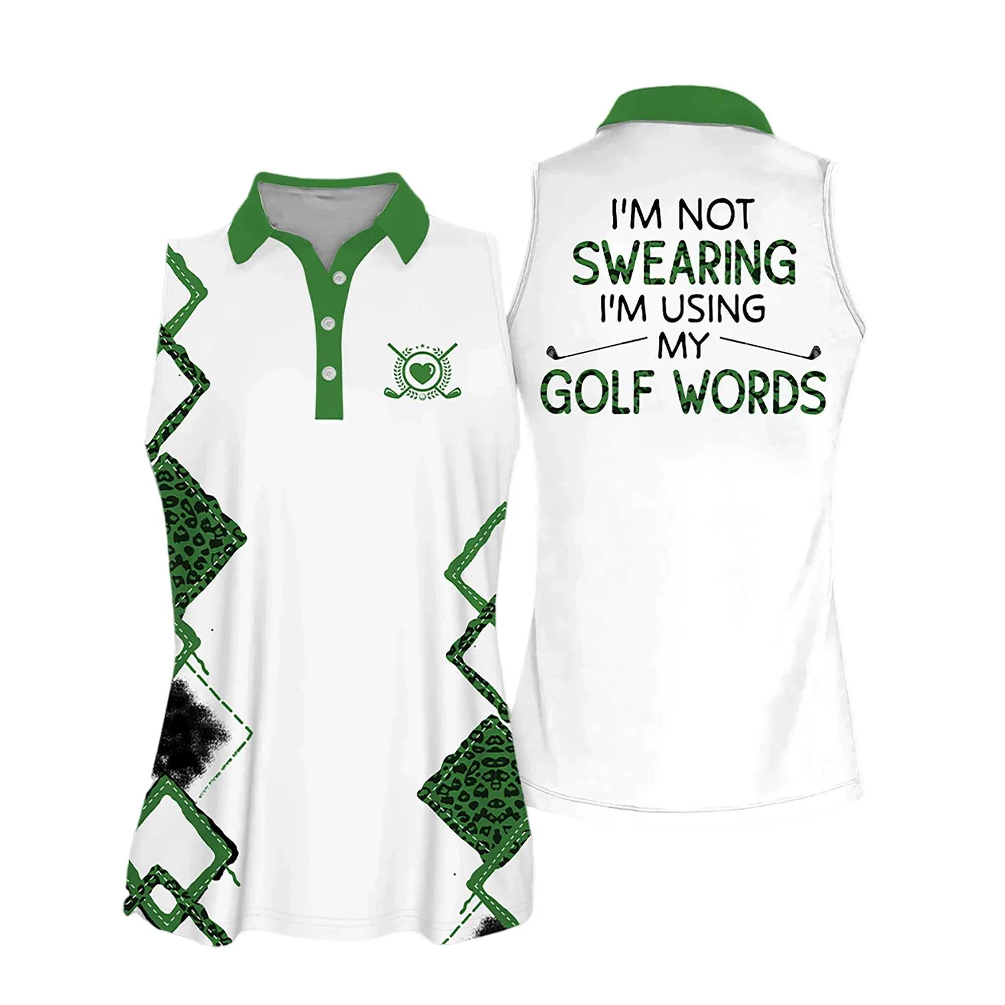 Golf Women Polo Shirt, Leopard Pattern I'm Using My Golf Words Multicolor Women Polo Shirt - Gift For Mother's Day, Golfers, Female, Golf Lovers - Image 4