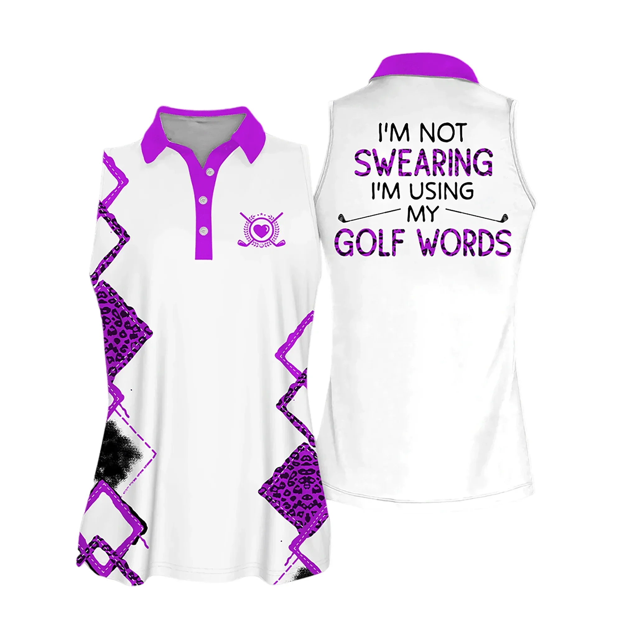 Golf Women Polo Shirt, Leopard Pattern I'm Using My Golf Words Multicolor Women Polo Shirt - Gift For Mother's Day, Golfers, Female, Golf Lovers - Image 5